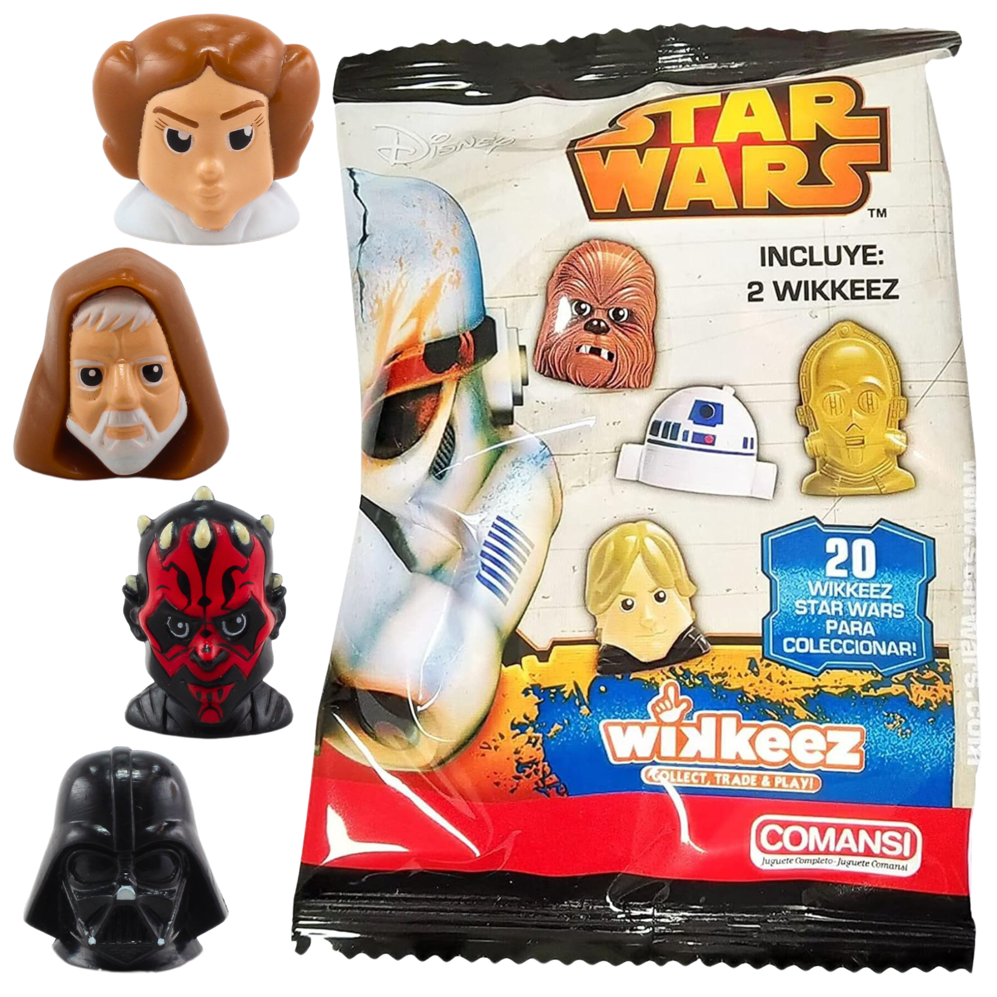 Star Wars Wikkeez Collectible 2.5-3cm Miniature Toy Figure Heads Blind Bag - 2 Figures per Bag - Toptoys2u