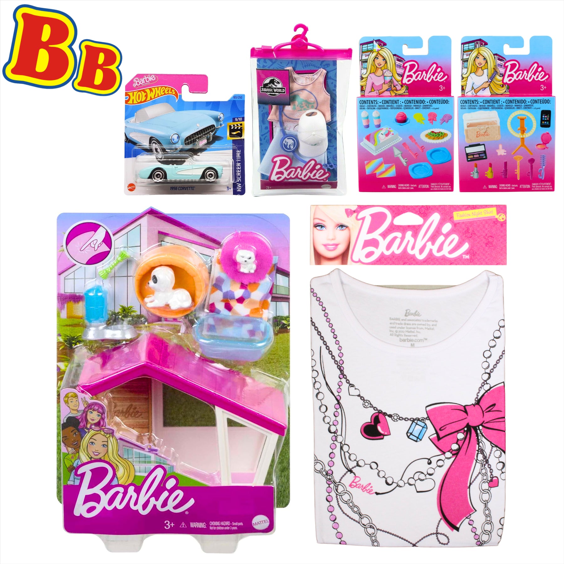 Barbie Ultimate Collectors Playset and Accessory Set - 6 Piece Set Including Kennel, Dog Figures, and Barbie Corvette