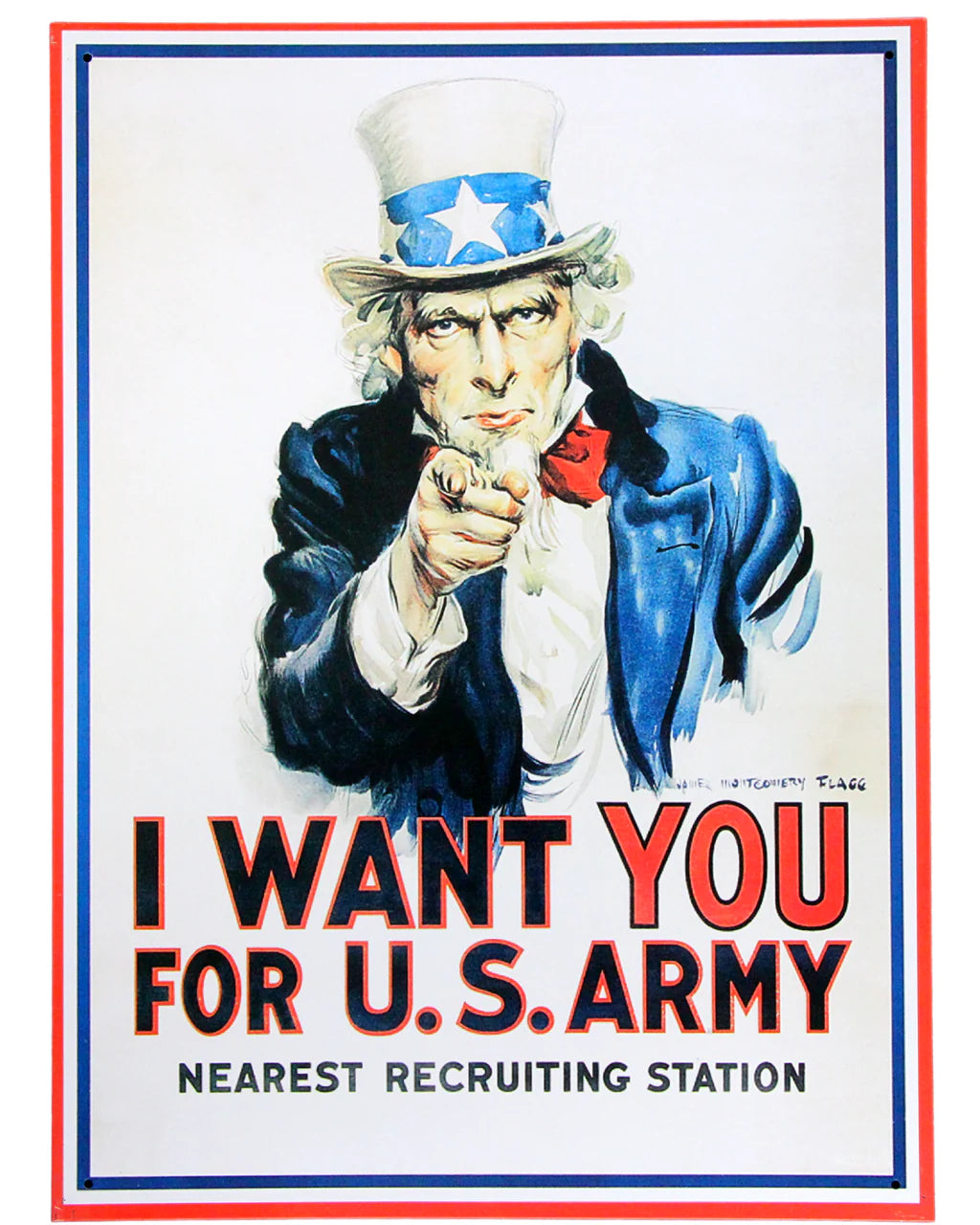 Retro Wall Art Tin Sign Plaque 30cm x 40cm - Uncle Sam 'I Want You For U.S. Army - Toptoys2u