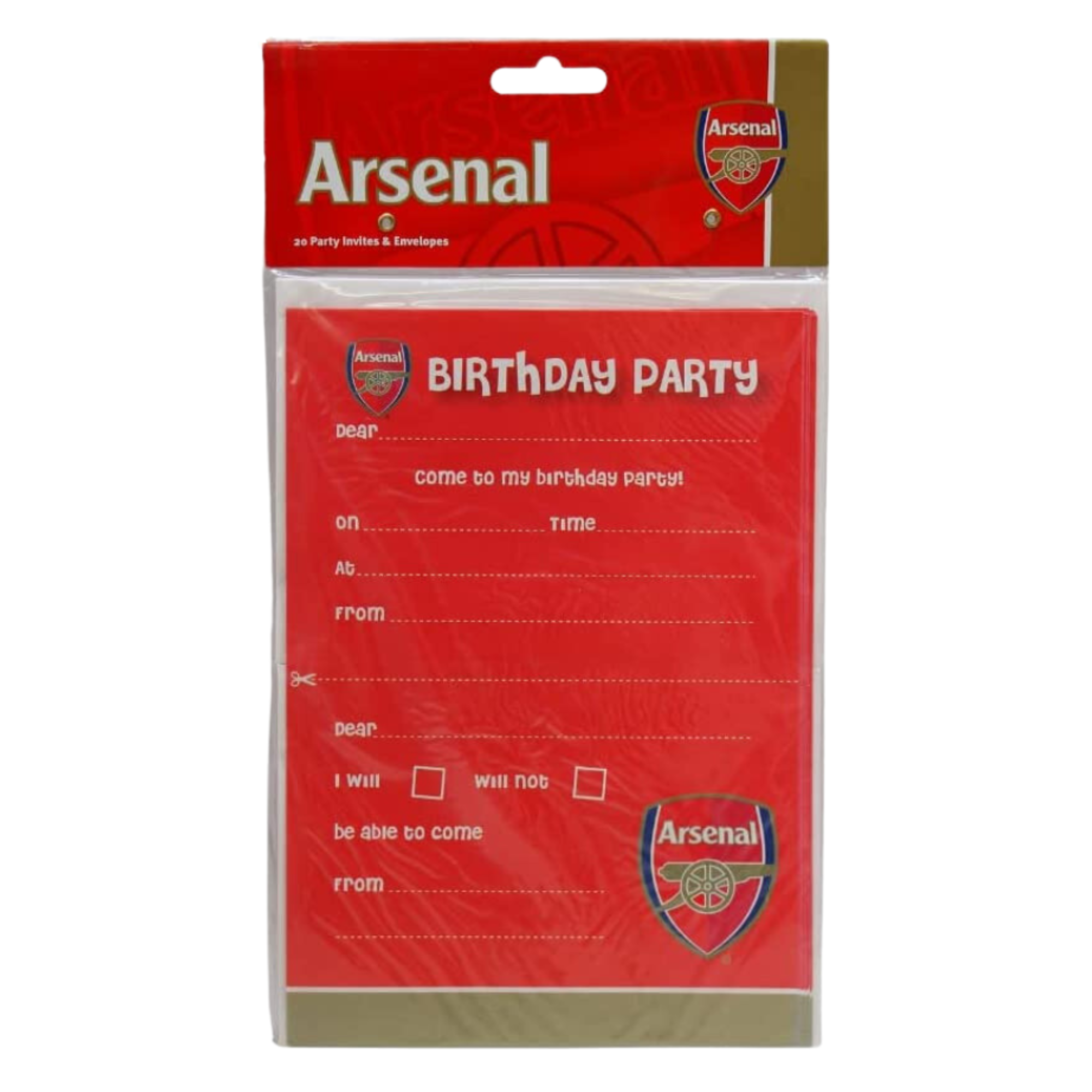 Arsenal FC 20xParty Invites and Envelopes - Toptoys2u