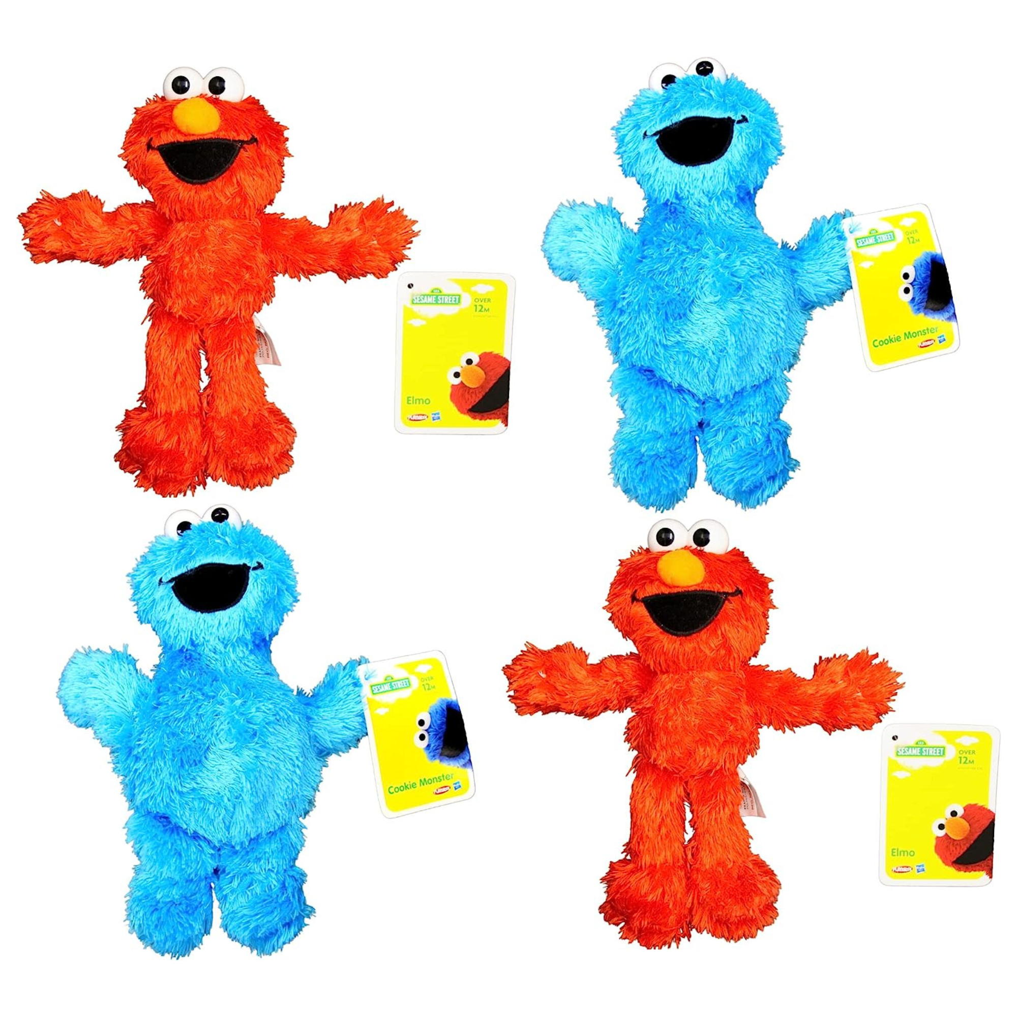 Sesame Street - 9" 23cm Plush Elmo & Cookie Monster Set of 4 - 2 of Each - Toptoys2u