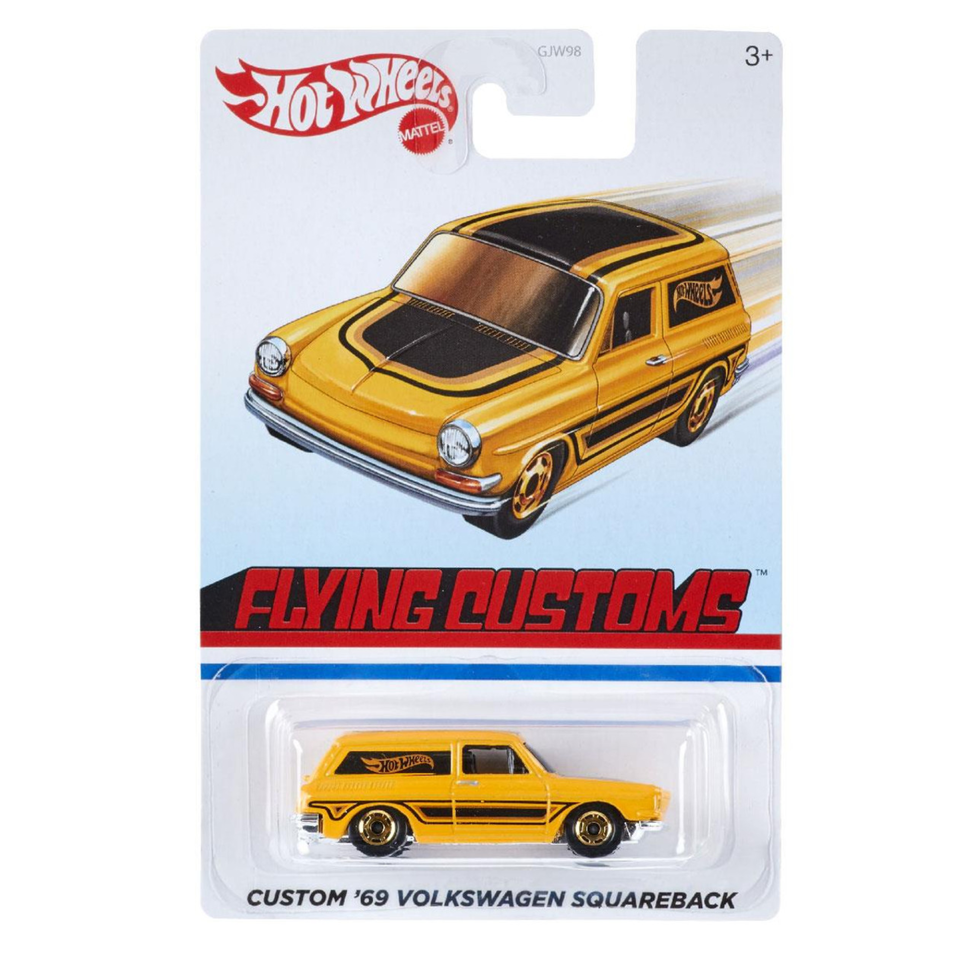 Hot Wheels Flying Customs - Yellow Custom 1969 Squareback 1:64 Scale Diecast Vehicle - Toptoys2u