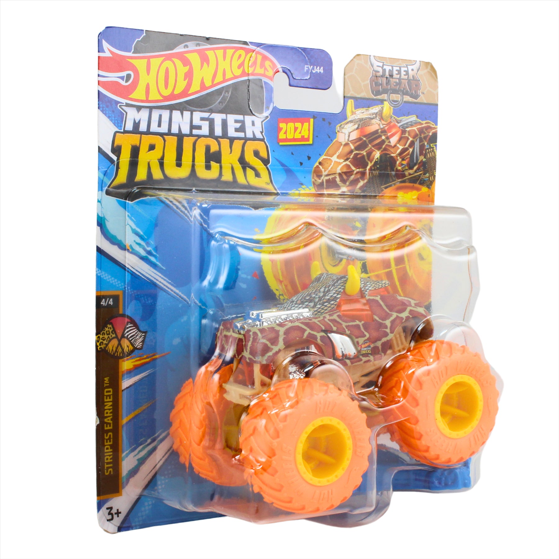 Hot Wheels Monster Trucks Stripes Earned 4/4 Steer Clear Collectible Toy 1:64 Scale Diecast Model Vehicle - HTM57 - Toptoys2u