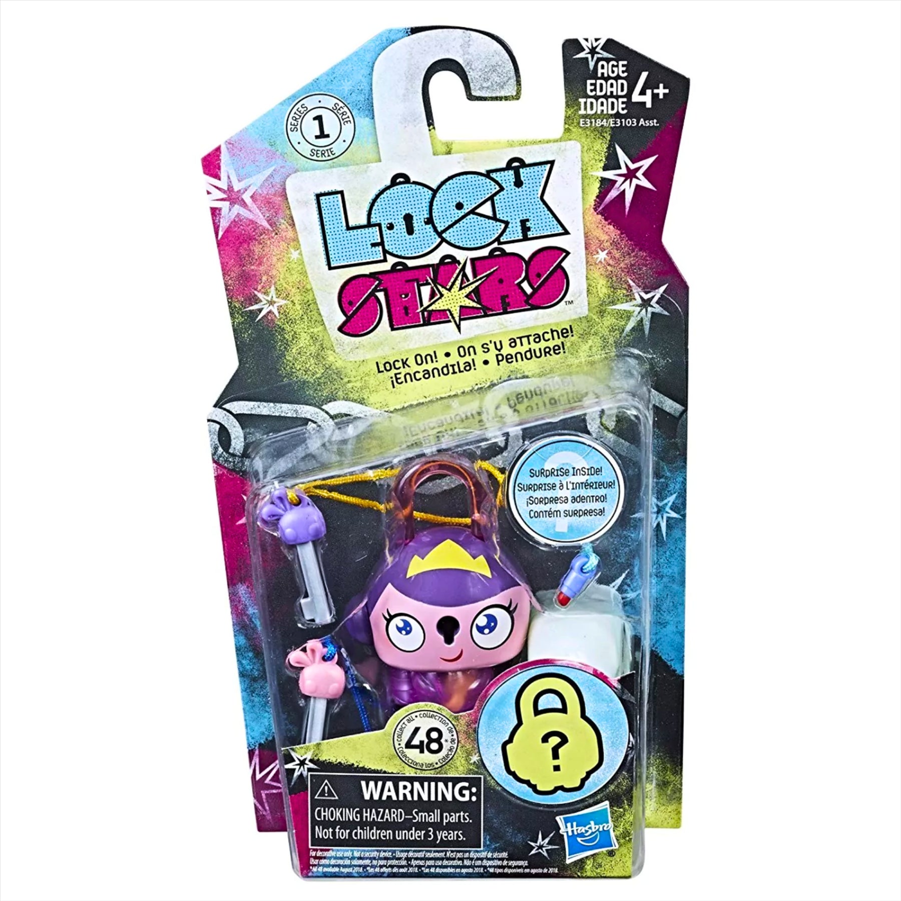 Lock Stars Series 1 Pink Robot, Cactus, Caveman, and Purple Princess Collectible Miniature 7cm Toy Figure Lock-On Clips with Accessories - Pack of 4 - Toptoys2u