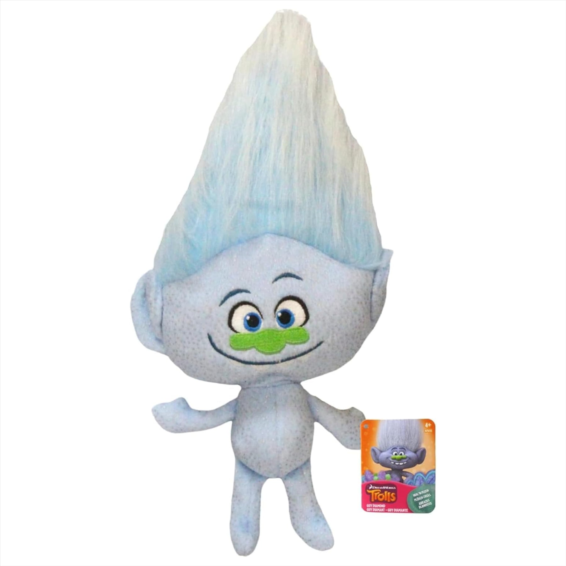 Trolls World Tour Super Soft Guy Diamond 28cm Plush Toy with Poppy 9cm Figure and Series 1 Keyclip Figure Blind Box - Toptoys2u