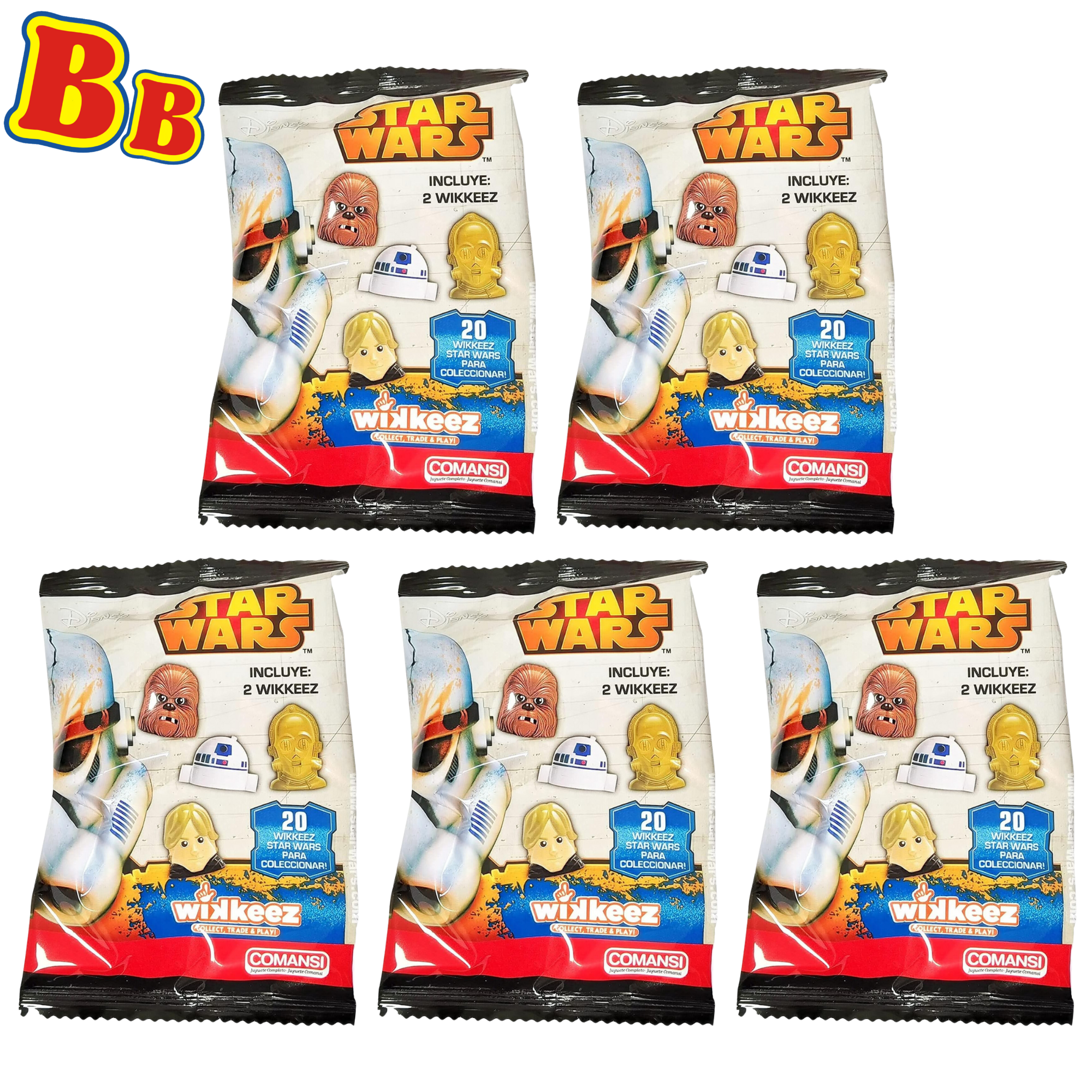 Star Wars Wikkeez Collectible 2.5-3cm Miniature Toy Figure Heads Blind Bag - Pack of 5 Bags - 2 Figures per Bag - Toptoys2u