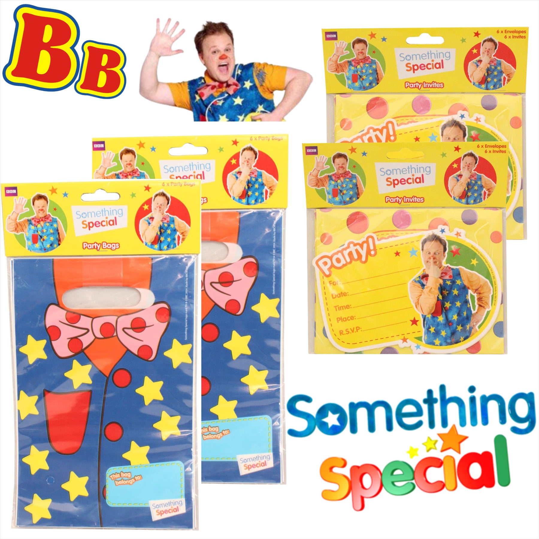 Something Special Mr Tumble Childrens Partyware - Pack of 12 Invites & Party Bags - Toptoys2u