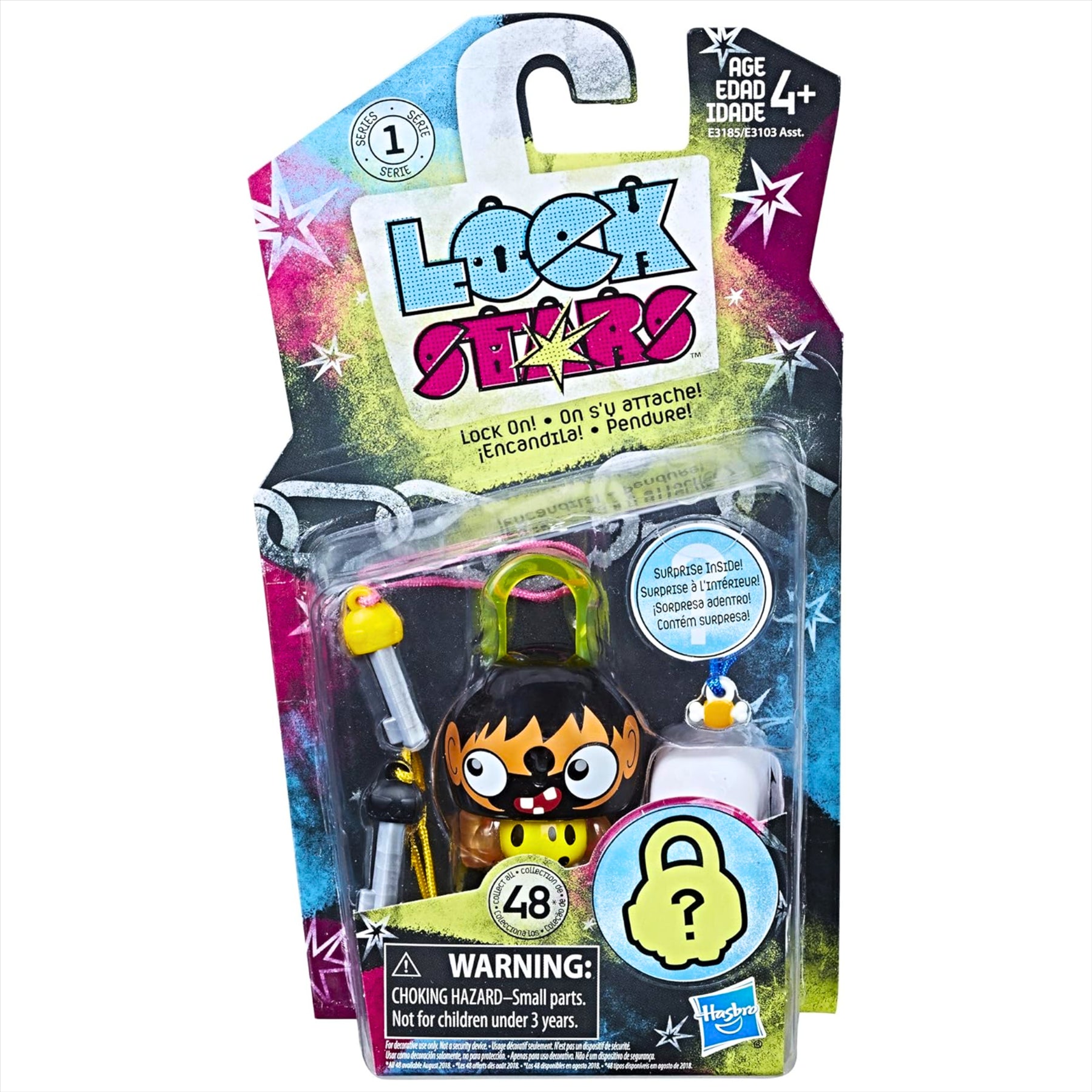 Lock Stars Series 1 Pink Robot, Cactus, Caveman, and Purple Princess Collectible Miniature 7cm Toy Figure Lock-On Clips with Accessories - Pack of 4 - Toptoys2u