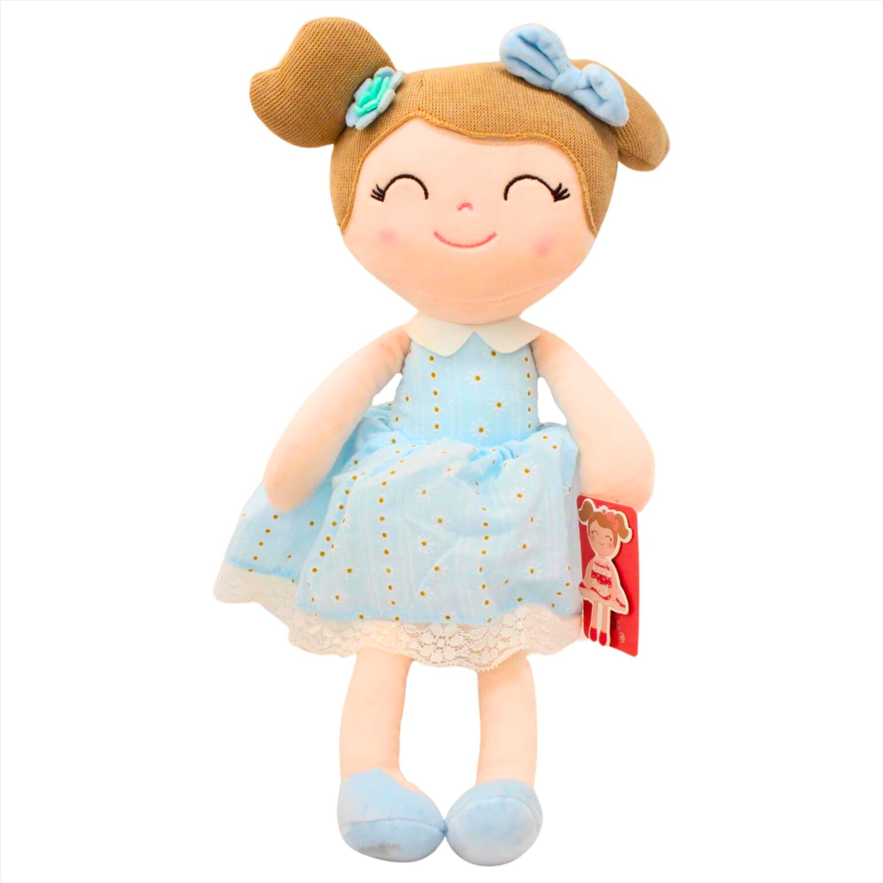 Gloveleya Super Soft Embroidered Blue Daisy 40cm Plush Doll with 42 Glow in the Dark Owls and Stars