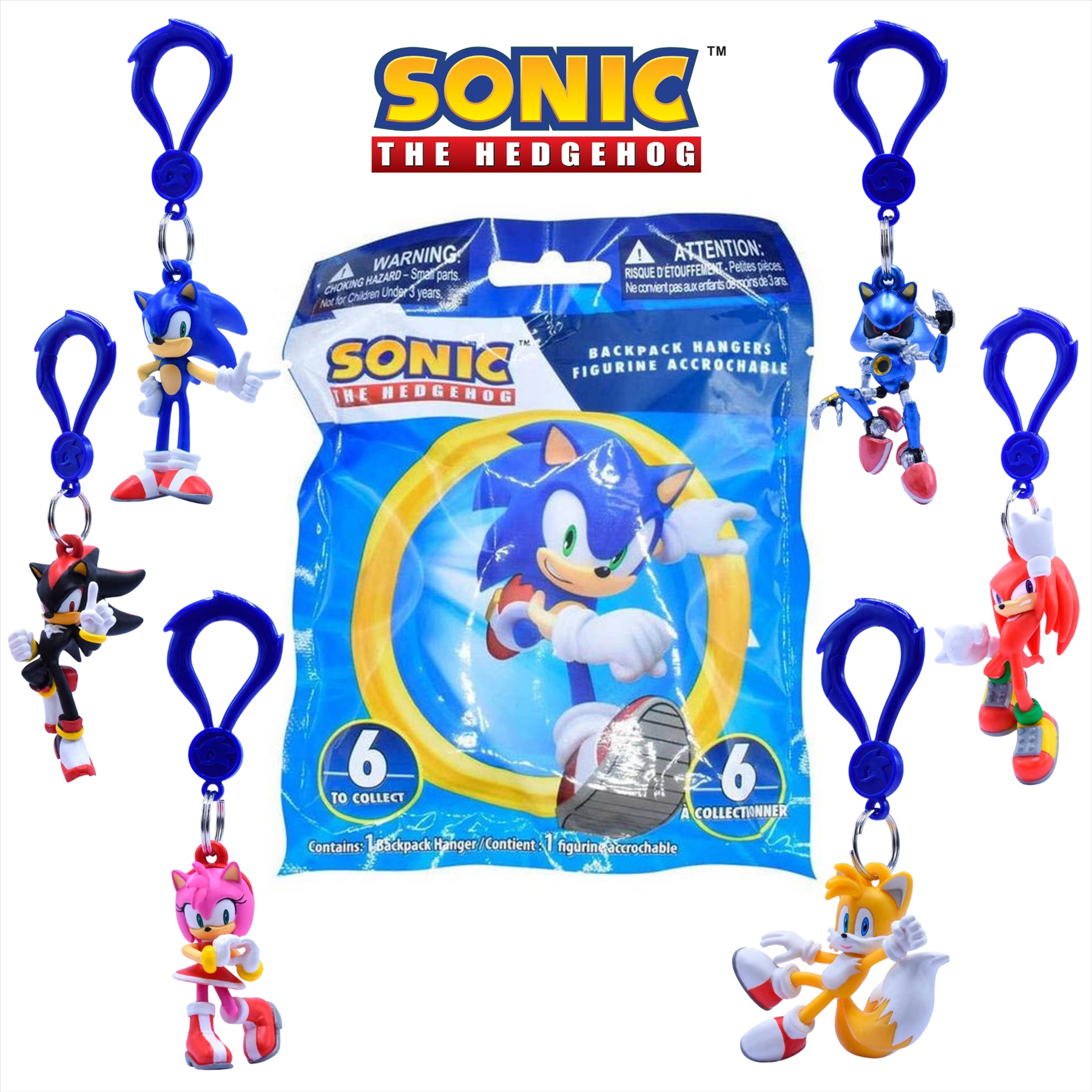 Sonic the Hedgehog Backpack Hanger Collectible Miniature Figure 7cm Bagclip Blind Bag - Toptoys2u