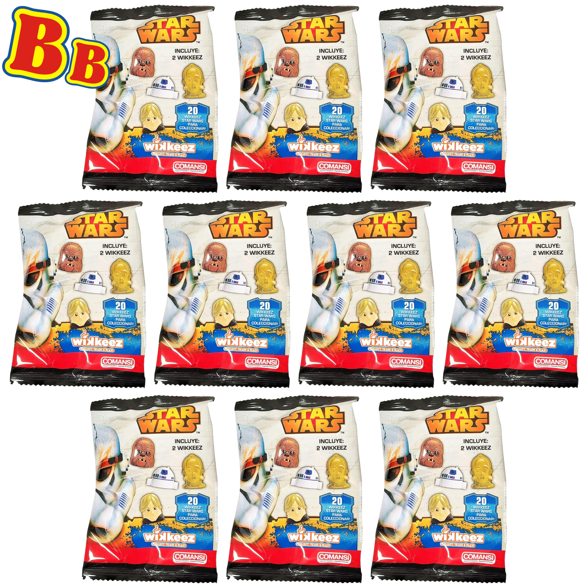 Star Wars Wikkeez Collectible 2.5-3cm Miniature Toy Figure Heads Blind Bag - Pack of 10 Bags - 2 Figures per Bag - Toptoys2u