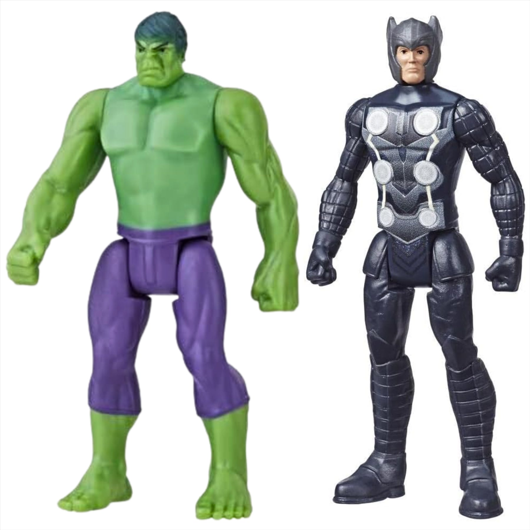 Marvel Avengers Miniature Articulated 9.5cm Toy Action Figures Bundle - Pack of 2 - Hulk & Thor