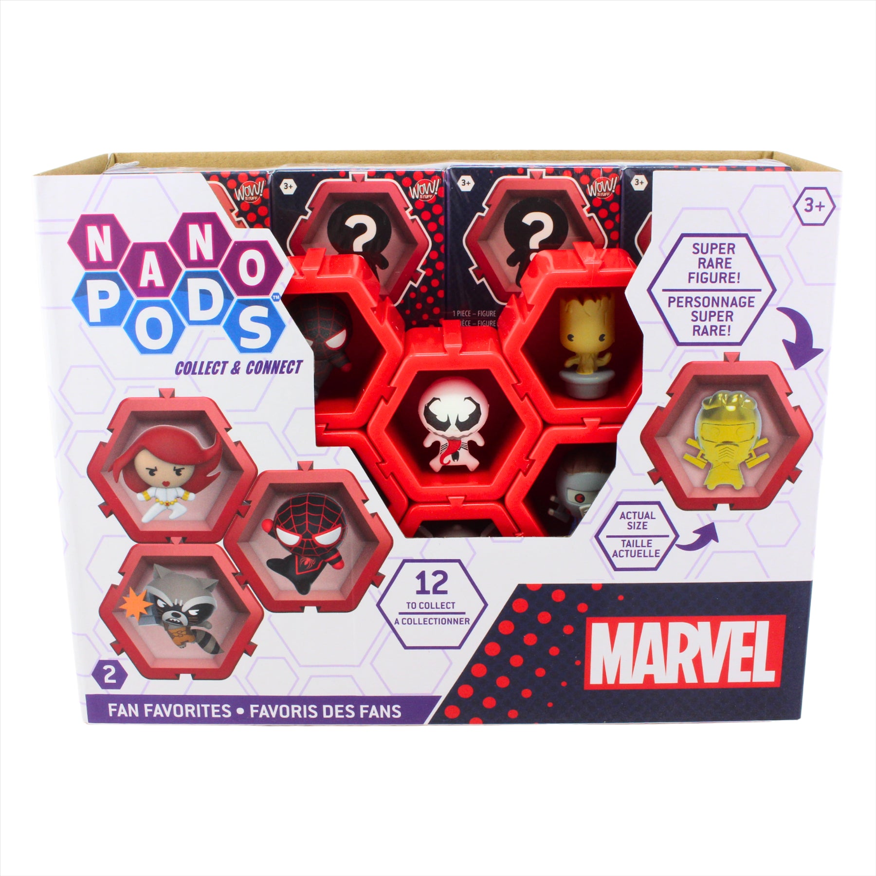 Nano Pods Marvel Collect and Connect 4.5cm Identified Miniature Toy Figures - Full Set of All 12 - Toptoys2u