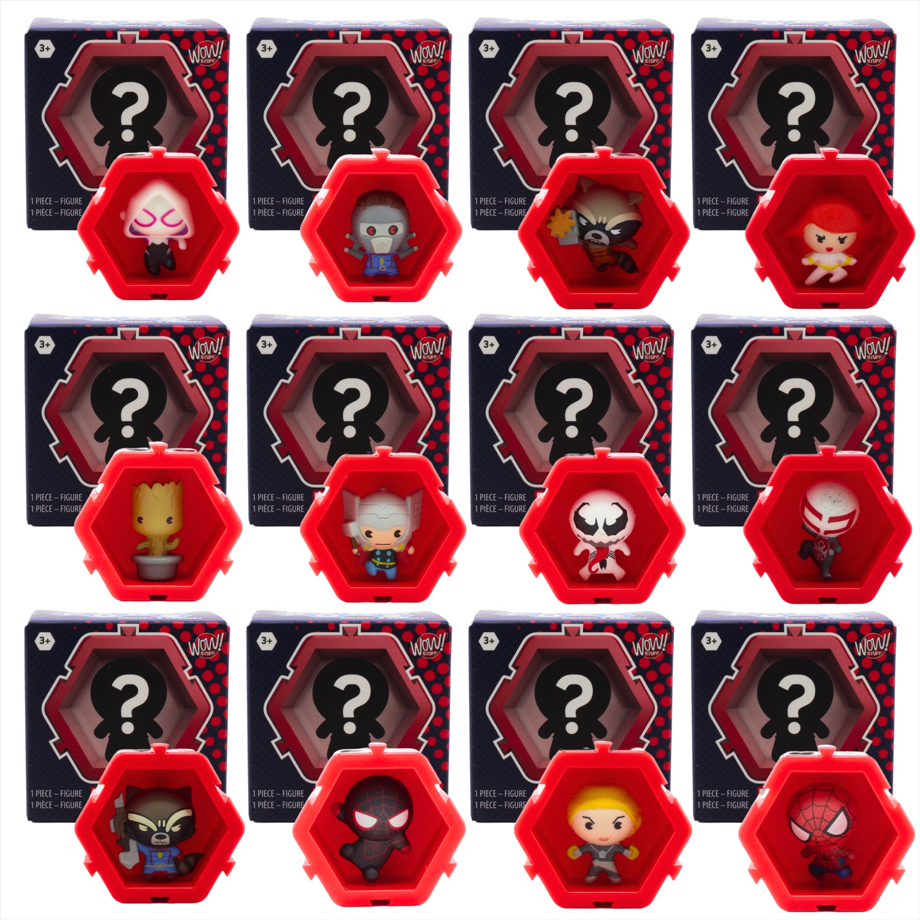 Nano Pods Marvel Collect and Connect 4.5cm Identified Miniature Toy Figures - Full Set of All 12 - Toptoys2u