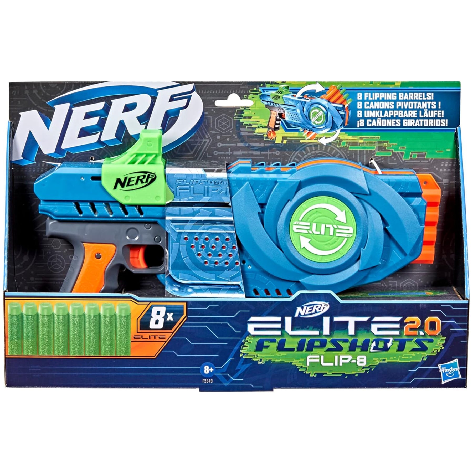 Nerf Elite 2.0 Flipshots Flip-8 Blaster & 4 Mystery Disc Launcher Blind Bags - 5-Piece Bundle - Toptoys2u