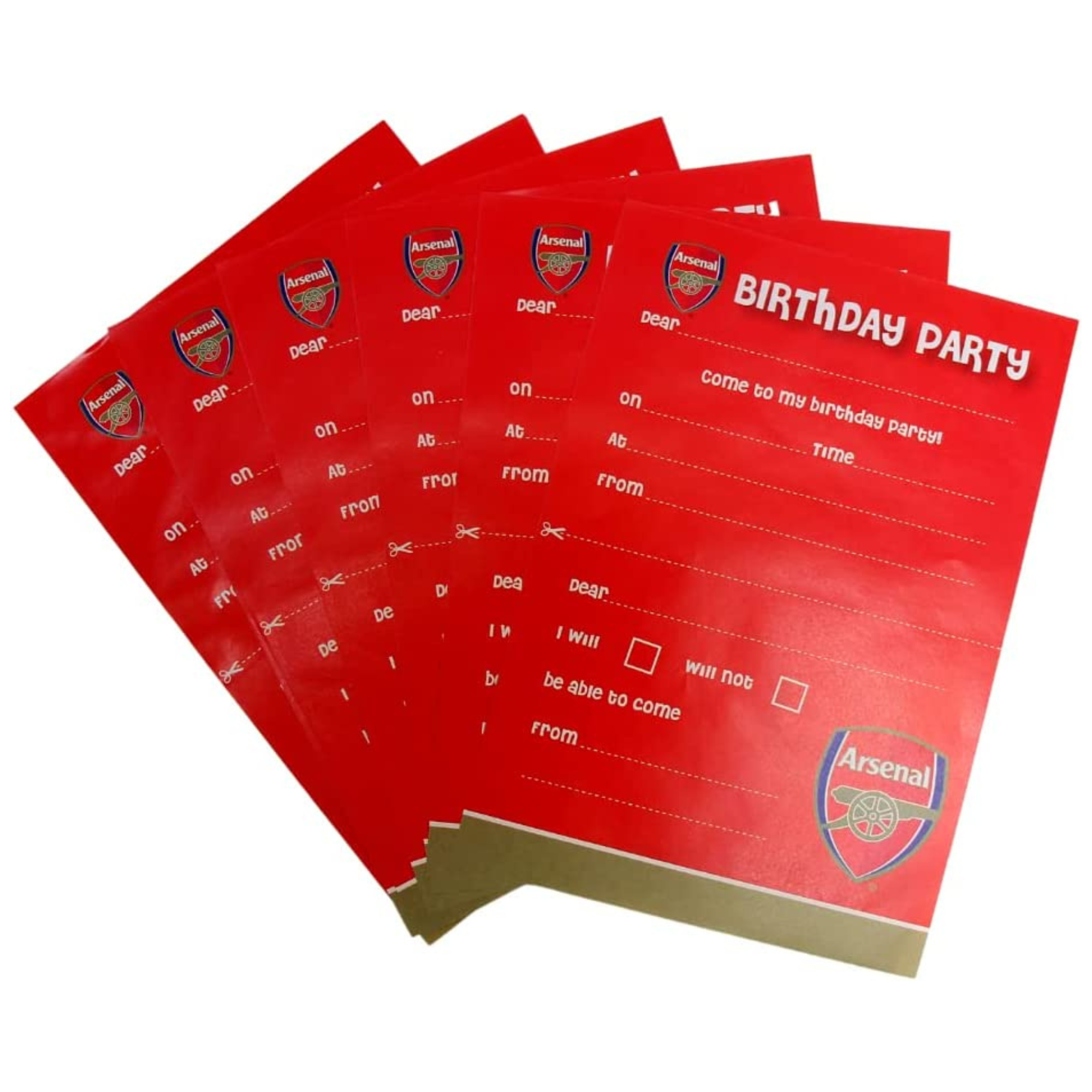 Toptoys2u Bargain Bundles Arsenal FC 2x20 Party Invites and Envelopes Pack of 2 (40 in total) - Toptoys2u