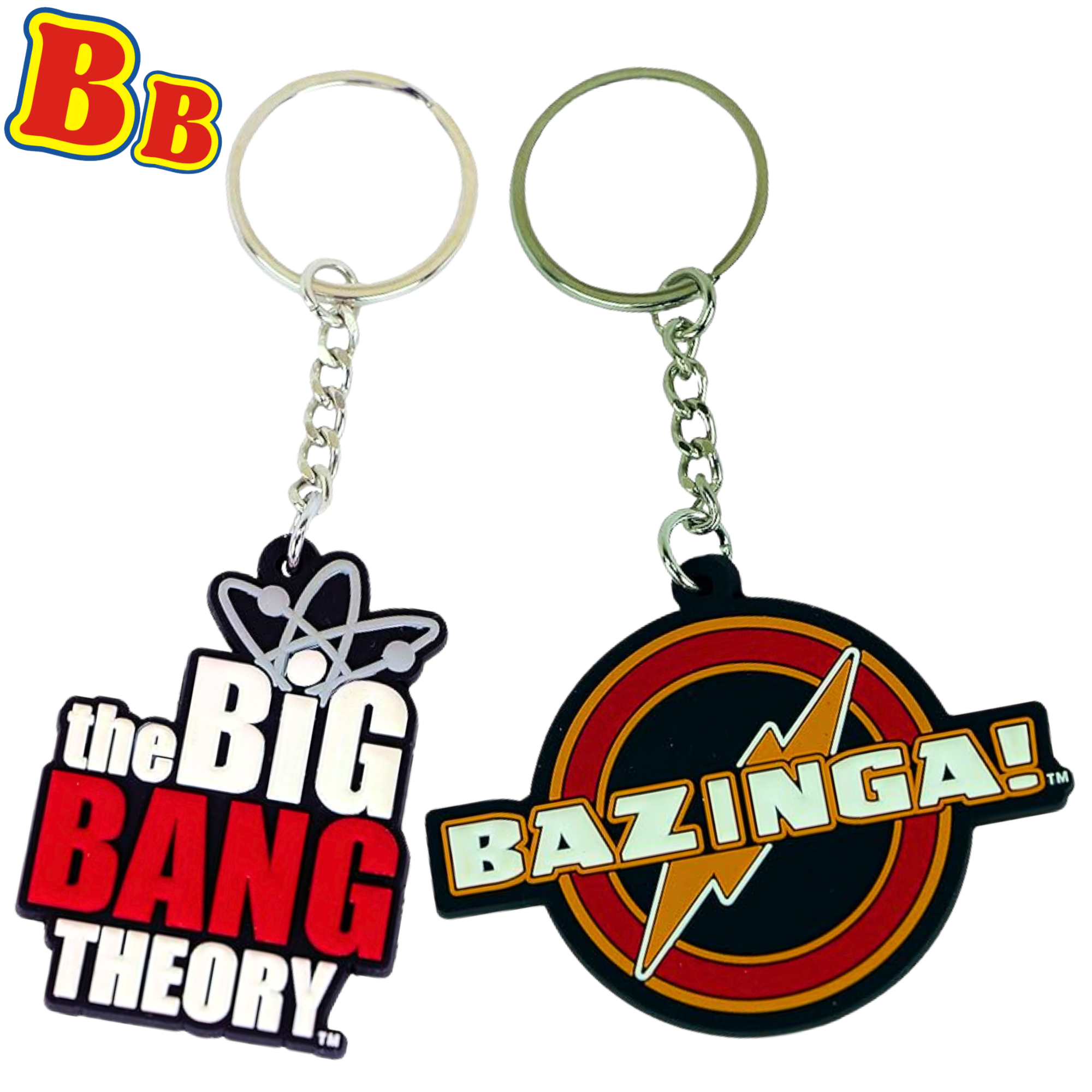 The Big Bang Theory Laser Cut Rubber Keychain Twin Pack - Includes Bazinga and Logo Designs - Toptoys2u