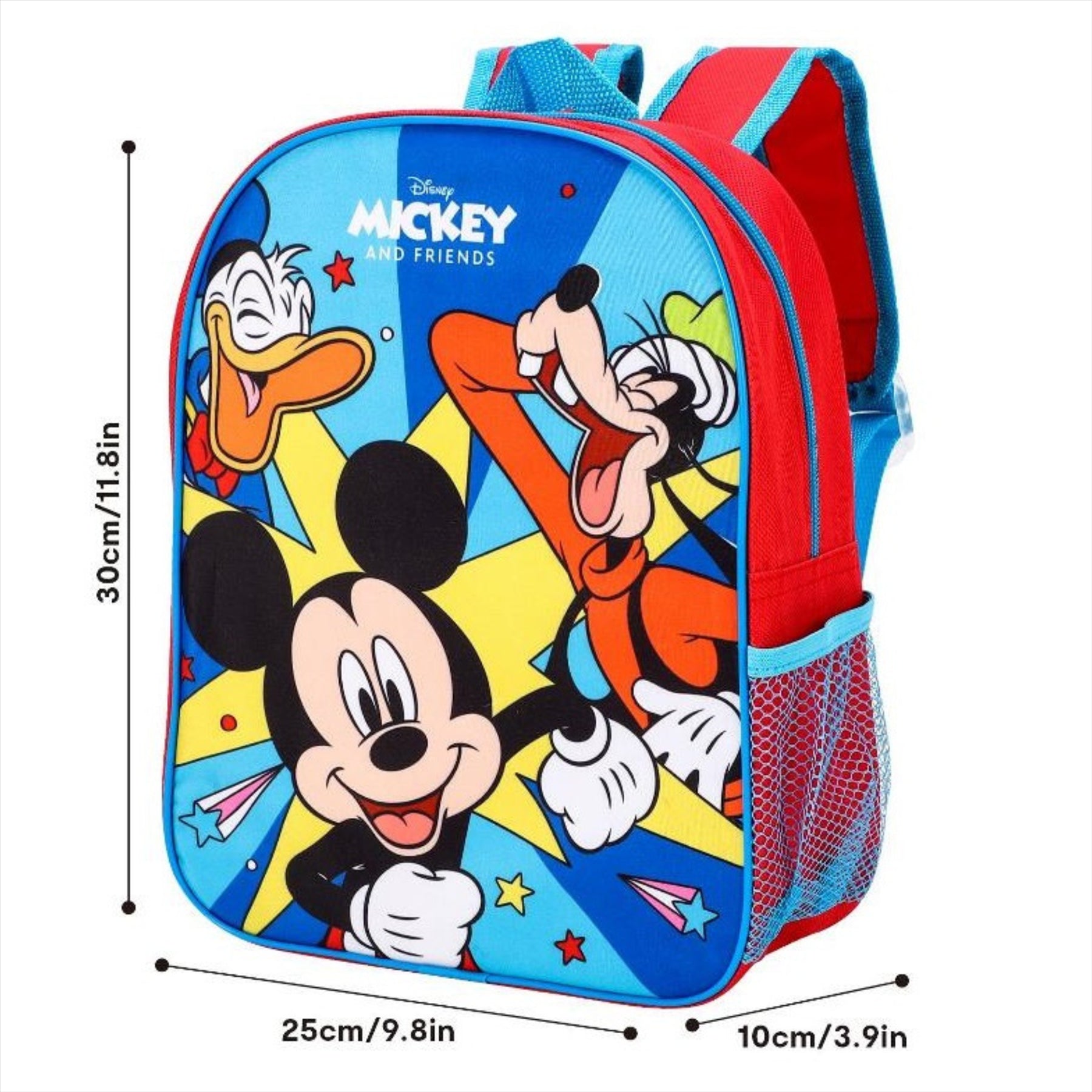 Disney Mickey Mouse Junior Backpack - Kids Character School Bag with Mesh Side Pocket - Toptoys2u