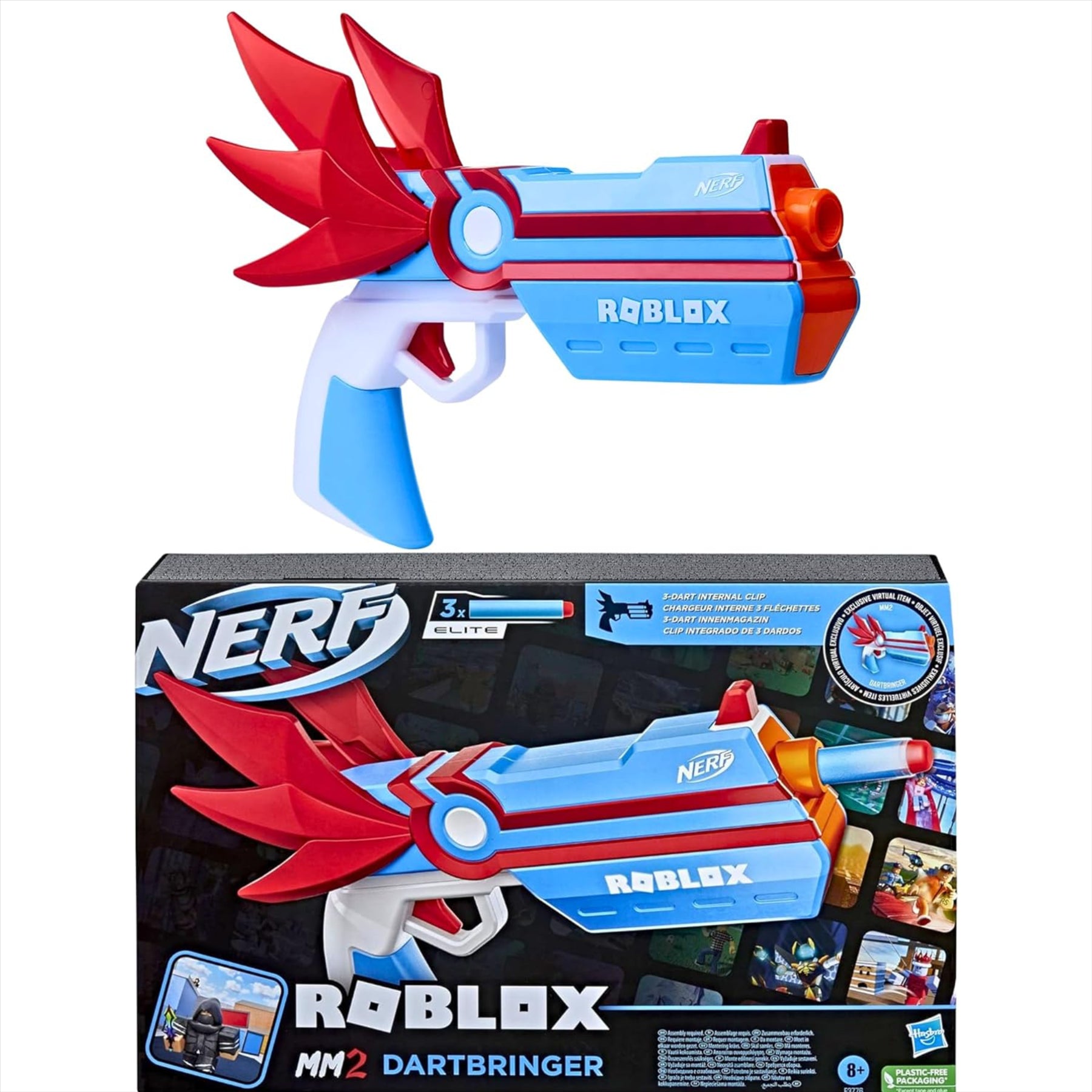 Ultimate Nerf Bundle - Roblox Dartbringer M2 Gun With Exclusive Code, Nerf Collectible Blind Bag Disc Launchers & Blaster Clip Charms Set - Gun and 6 Blind Bags - Toptoys2u