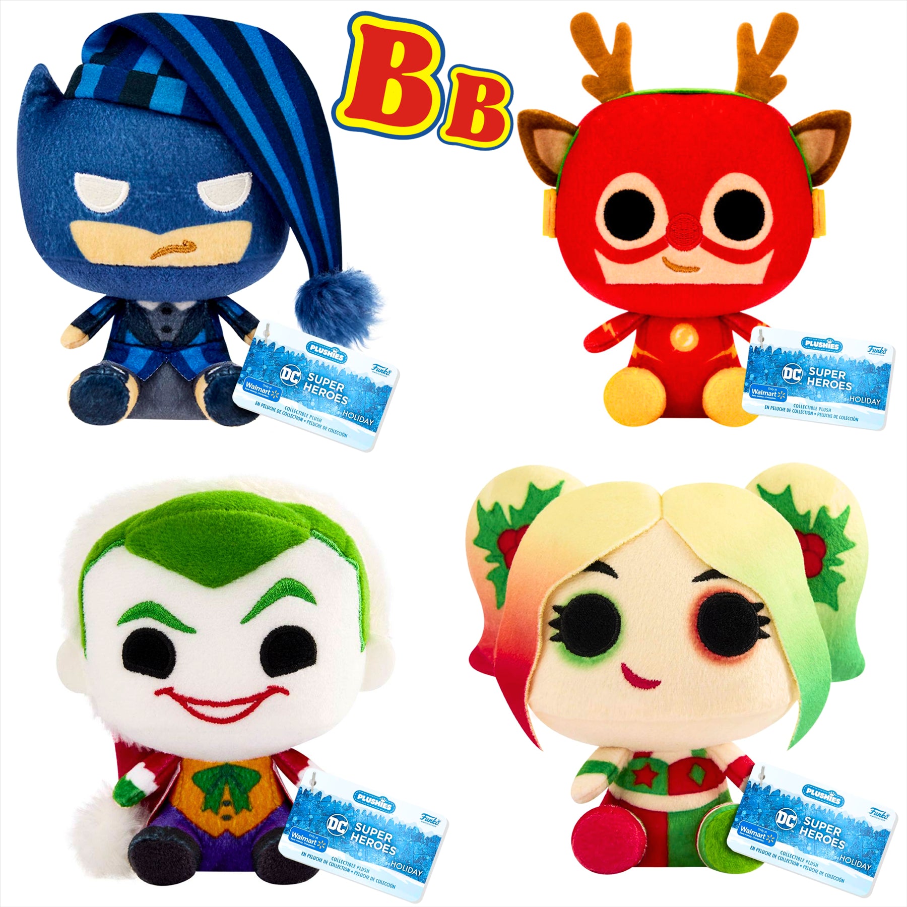 Funko POP! Plushies DC Super Heroes Holiday 18cm Collectible Plush Toys - Set of All 4 - Batman, The Flash, The Joker, and Harley Quinn - Toptoys2u