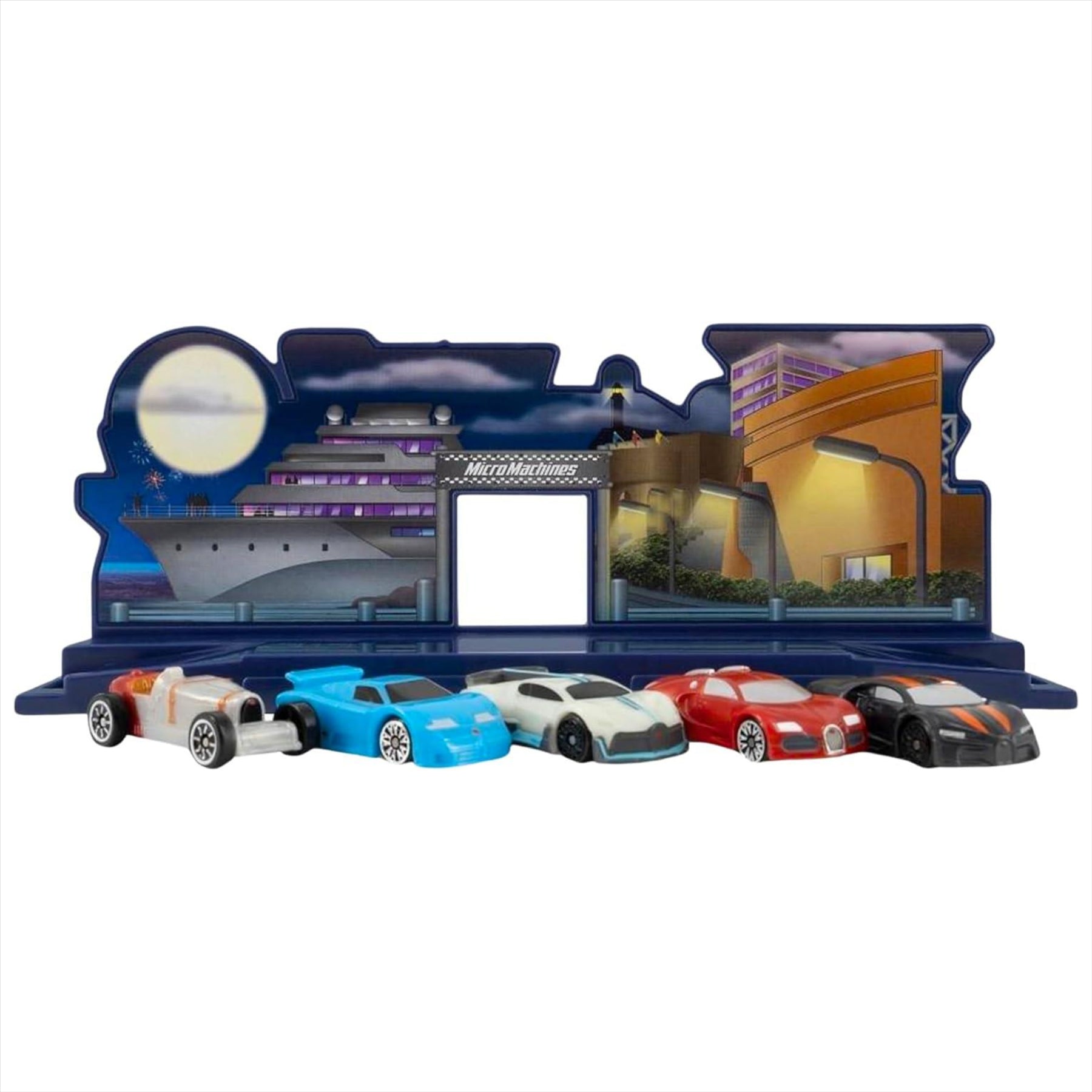 Micro Machines - Blue Mini Vehicle Hauler With 1 Exclusive Vehicle & World Pack #14 Bugatti Speed Legends - Toptoys2u