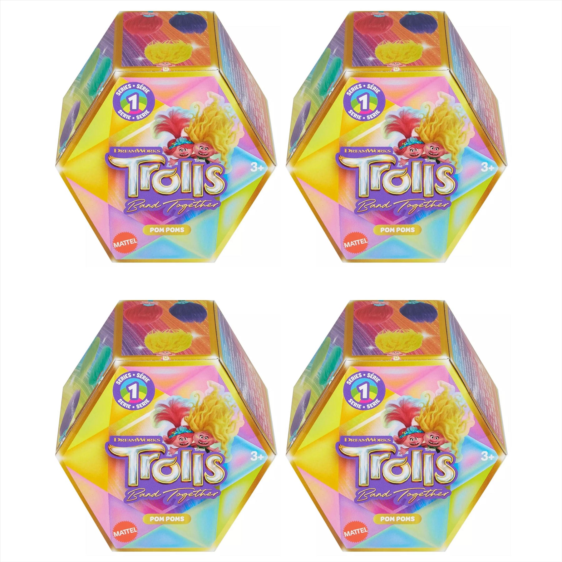 Trolls Band Together Pom Poms Series 1 Keyclip Figure Identified Sets - Pack of 4 - Toptoys2u