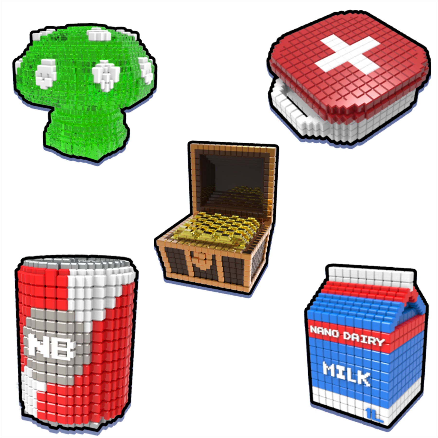 Nanobytes Byteworld Game Series 1 Collectible Figures Pack of 15 - Identified Set - Toptoys2u