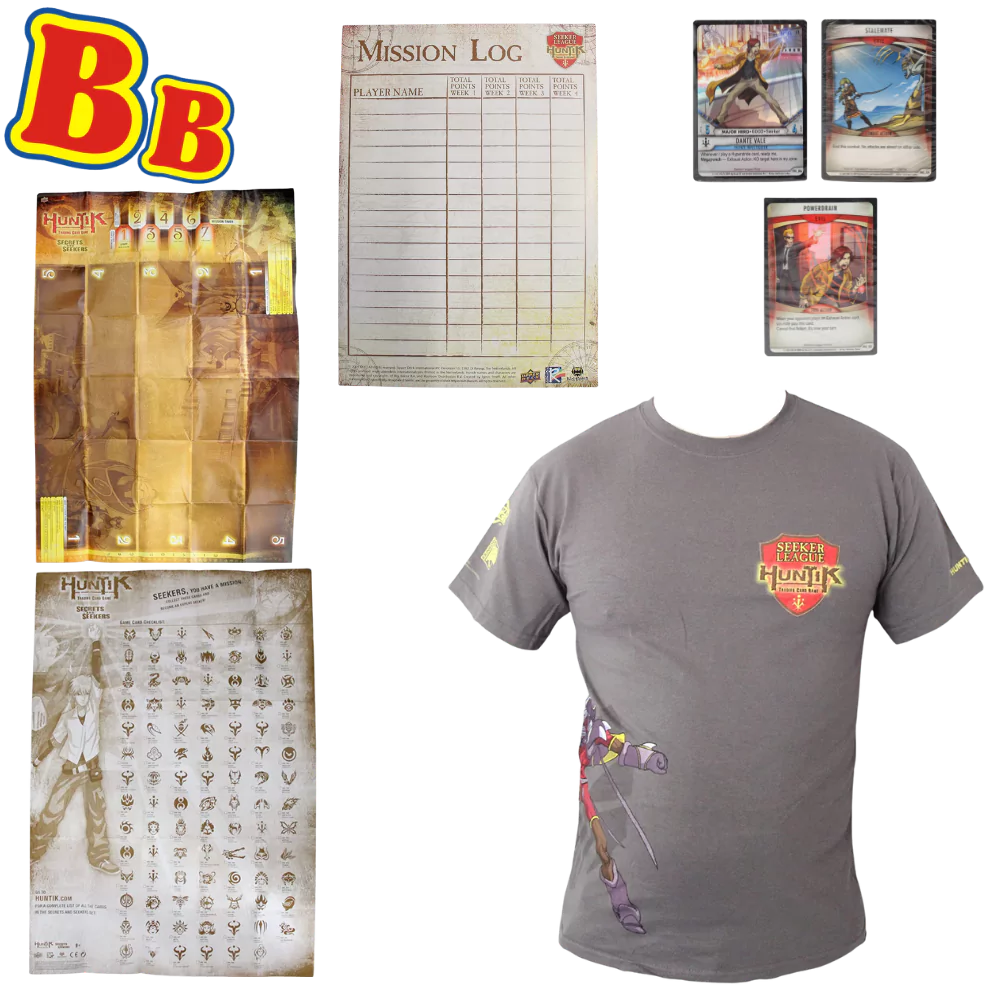 Huntik Secrets & Seekers - Seeker League Collection Box - 73 Cards, Playing Game Mat, Game Card Checklist, Mision Log & Seeker League Large T-Shirt - Toptoys2u