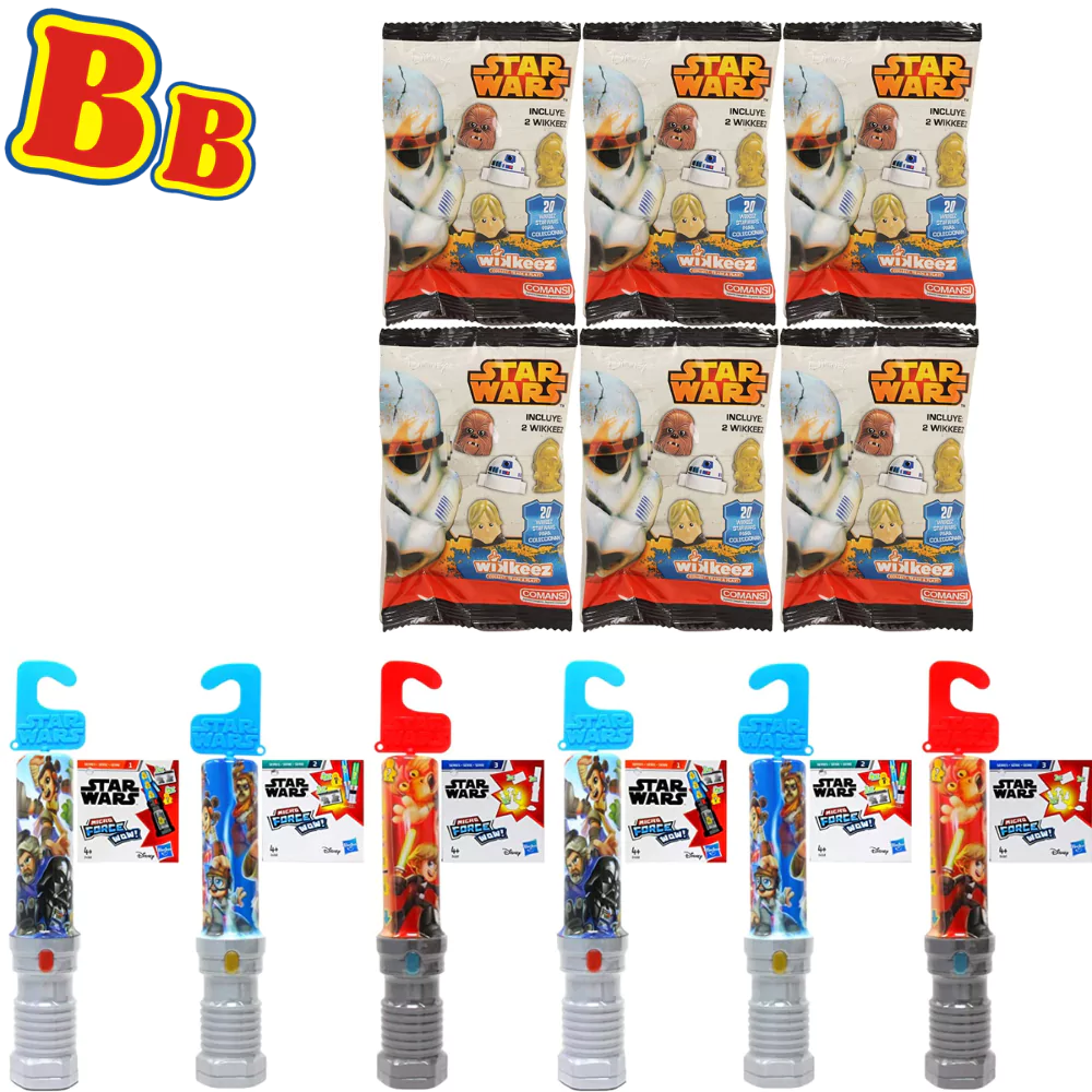 Star Wars Micro Force WOW & Wikkeez Blind Bag Set - 6x Wikkeez Blind Bags & 2x Series 1, 2x Series 2 & 2x Series 3 Micro Force WOW Sabres - Toptoys2u