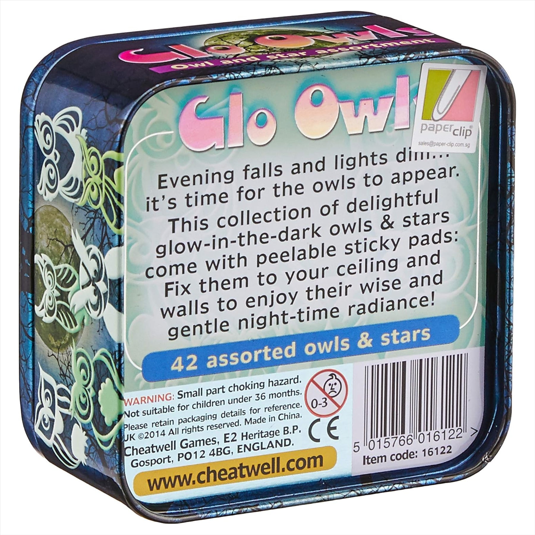 Cheatwell Glo Owls - 42 Assorted Glow in the Dark Owl and Star Stickers - Toptoys2u