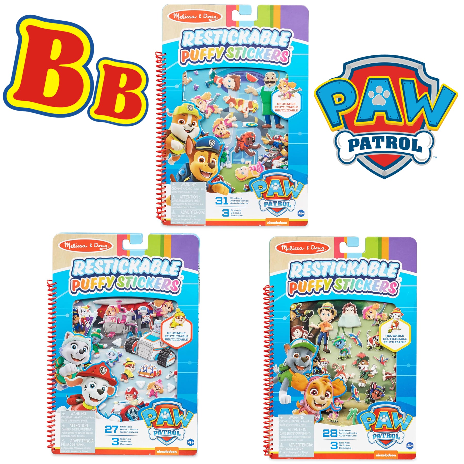 Melissa and Doug Children's Sticker and Activity Book Bundles - Set of 3 Paw Patrol 3D Sticker Books - Toptoys2u