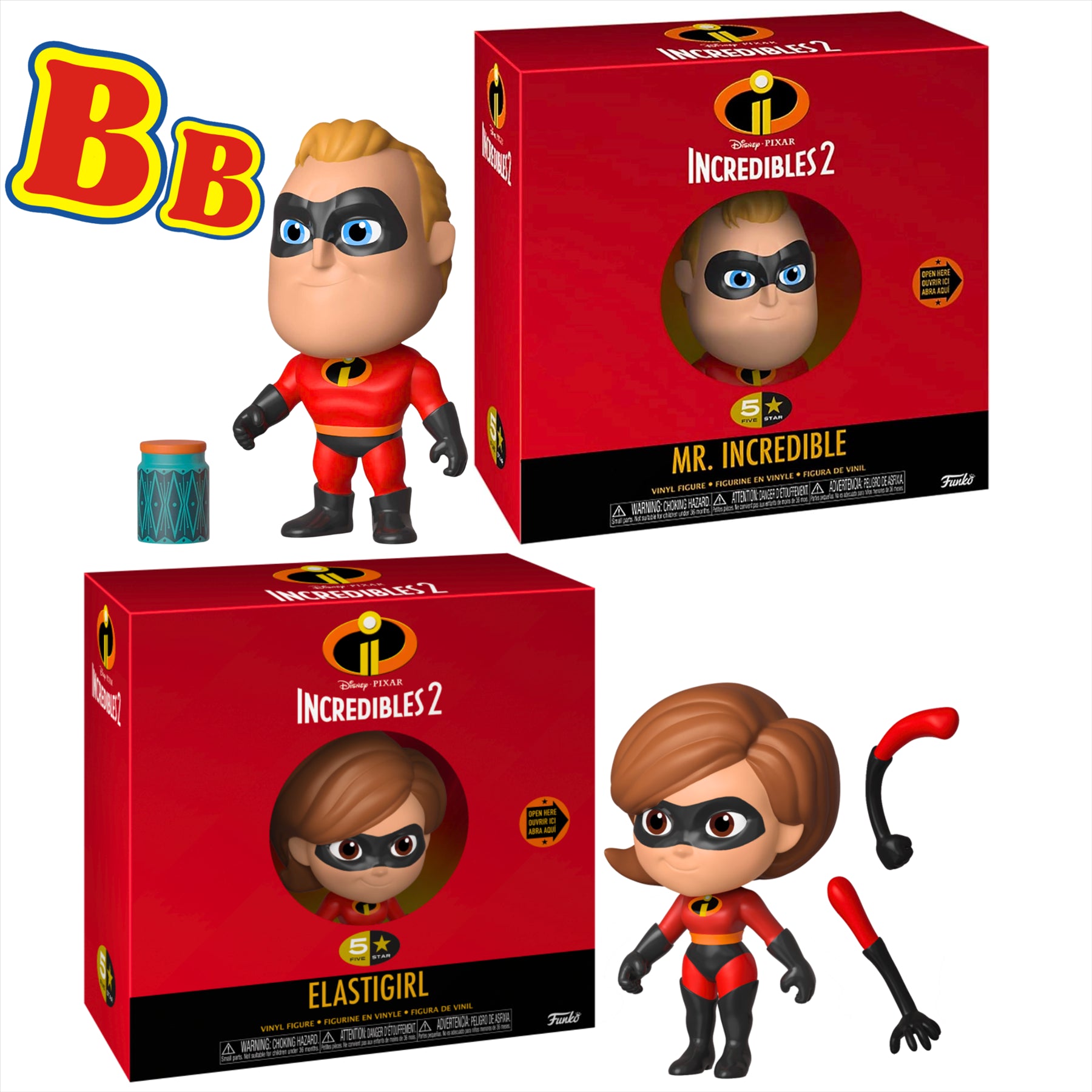 Funko 5 Star The Incredibles 2 Mr Incredible and Elastigirl 8cm Collectible Toy Figures and Accessories - Twin Pack - Toptoys2u