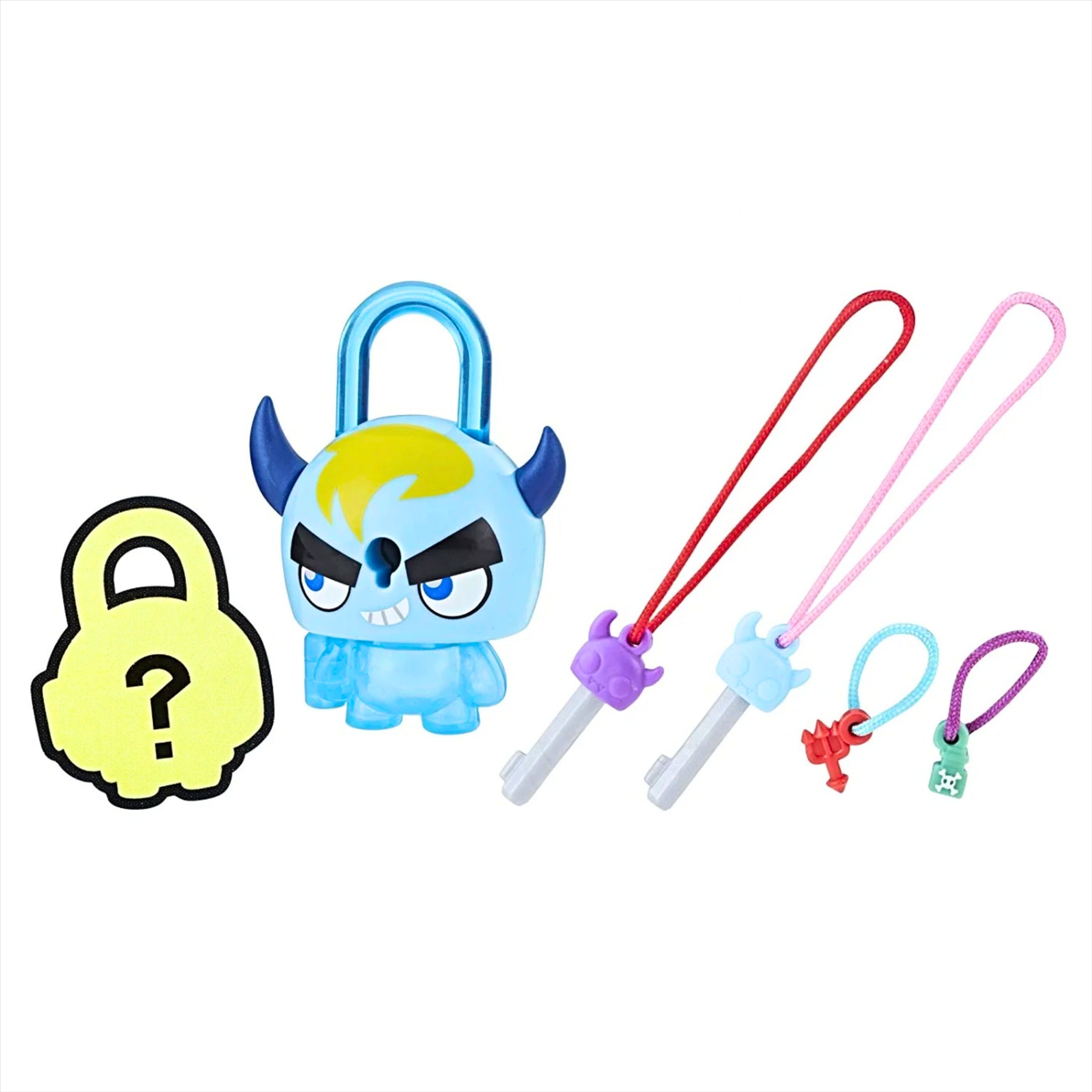 Lock Stars Series 1 Collectible Miniature 7cm Toy Figure Lock-On Clips with Accessories - Pack of All 8 - Blue Monster, Gross Brain, Orange Dino, Purple Cat, Robot, Cactus, Caveman, and Princess - Toptoys2u