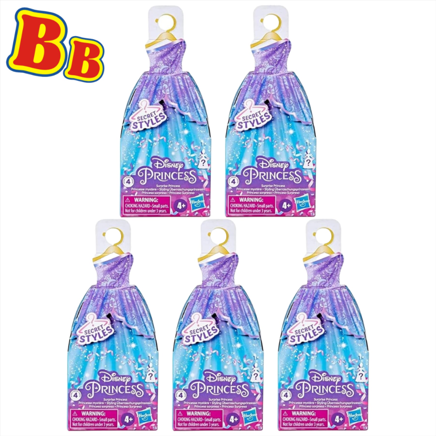 Disney Princess Secret Styles Series 4 Blind Box 3.5" 9cm Figures - Pack of 5 - Toptoys2u