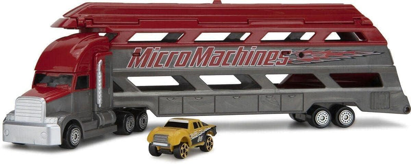 Micro Machines - Red Mini Vehicle Hauler With 1 Exclusive Vehicle & World Pack
