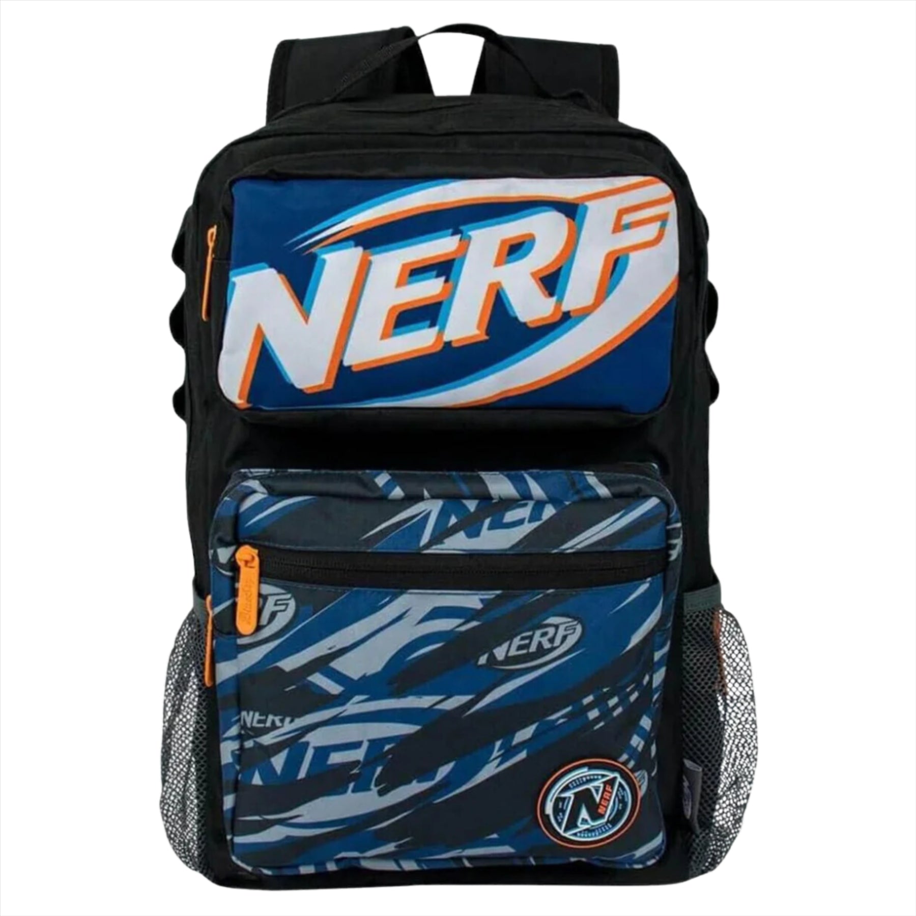 Nerf Elite 2.0 Flipshots Flip-8 Blaster, Deluxe Backpack, 650ml Water Bottle, Nitro Foam Toy Car 3-Pack, & 4 Mystery Disc Launcher Blind Bags - 8-Piece Bundle - Toptoys2u