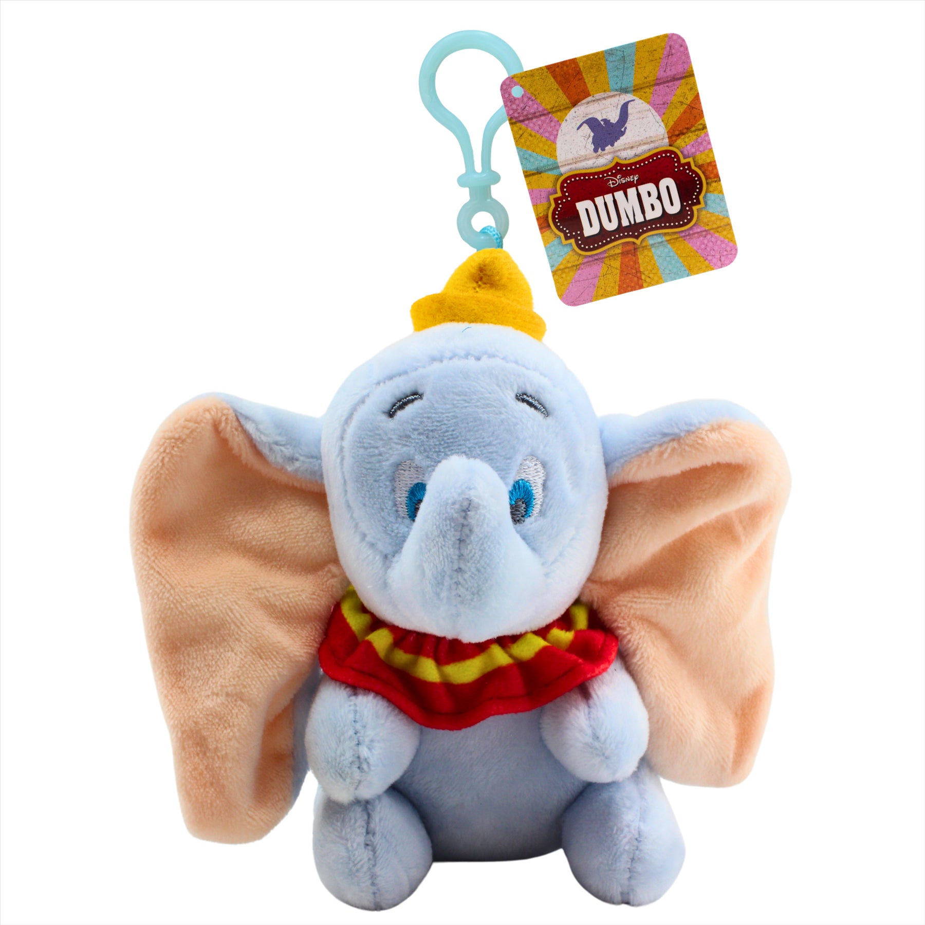 Disney Super Soft Blue and Grey Dumbo 11cm Plush Toy Bag Clips - Twin Pack - Toptoys2u