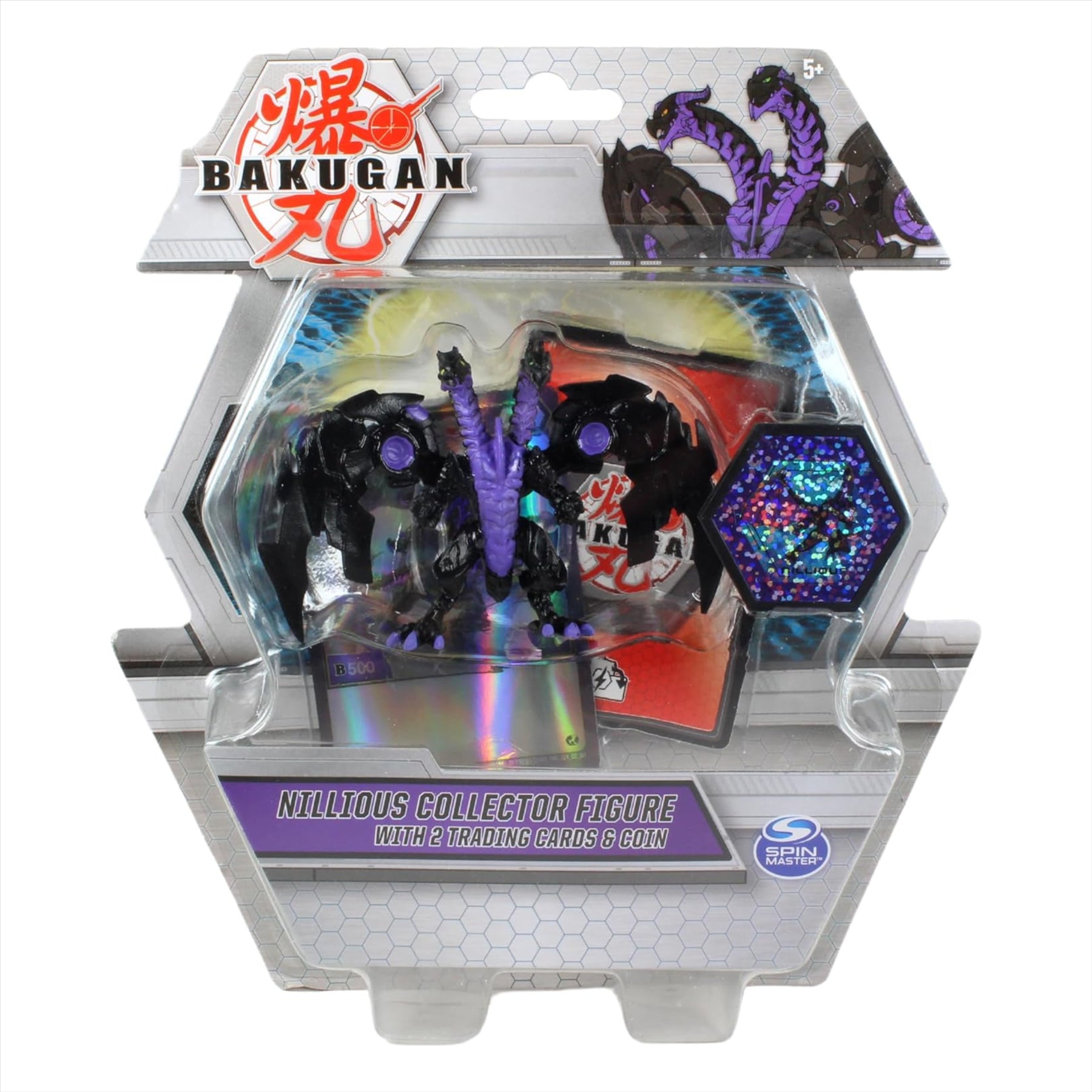 BAKUGAN - Nillious Purple Collector Figure With 2 Trading Cards & Collectors Coin - Toptoys2u