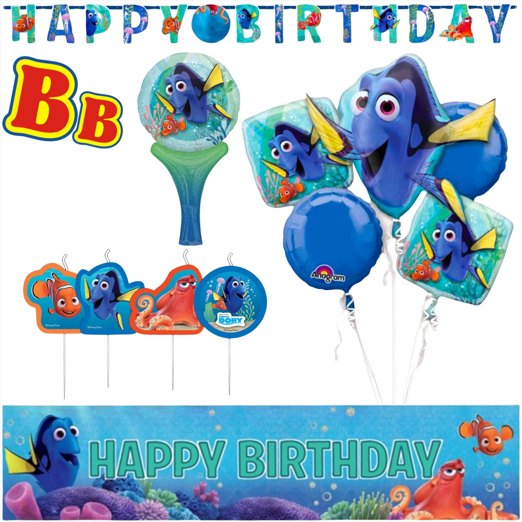Finding Dory Partyware Sets - 15-Piece Party Bundle - Toptoys2u