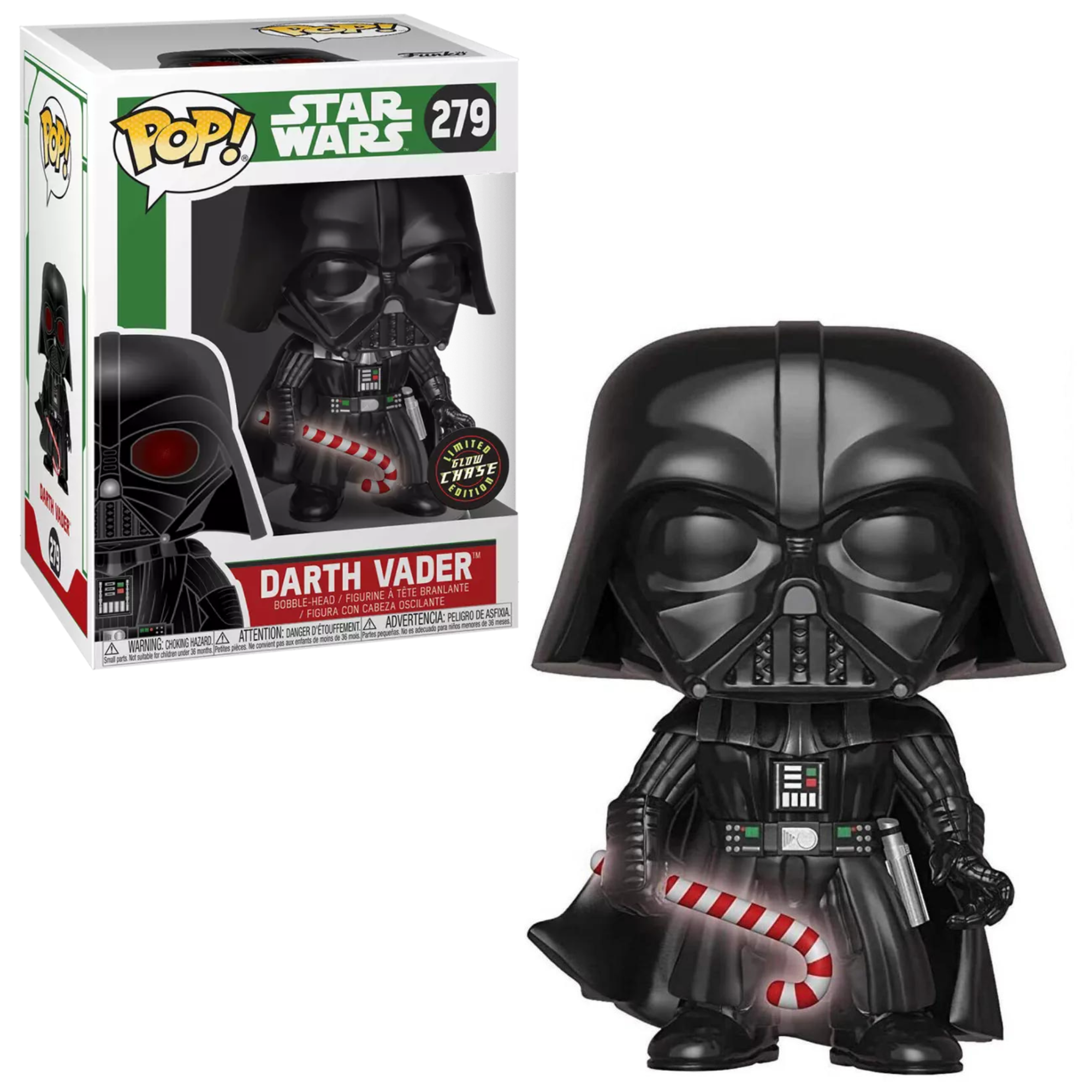 Funko POP! Star Wars: Darth Vader Glow Chase Limited Edition Vinyl Figure Bobblehead with Glow in the Dark Candy Cane - Toptoys2u