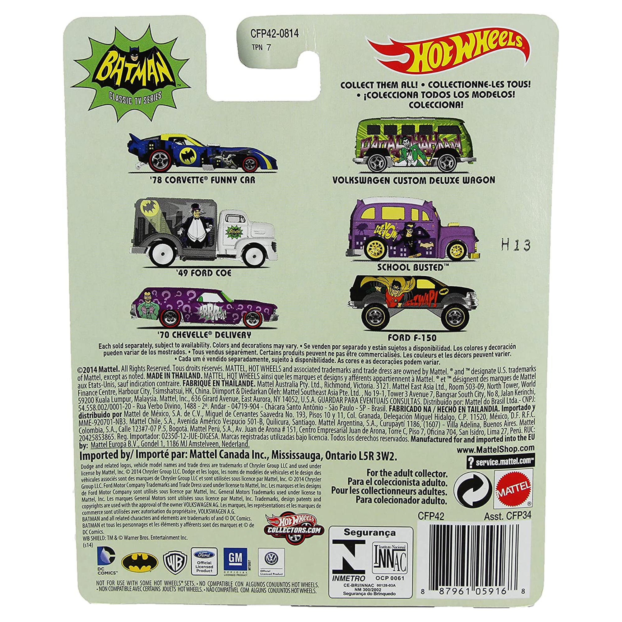 Hot Wheels Batman Classic TV Series - The Riddler '70 Chevelle Delivery 1:64 Diecast - Toptoys2u