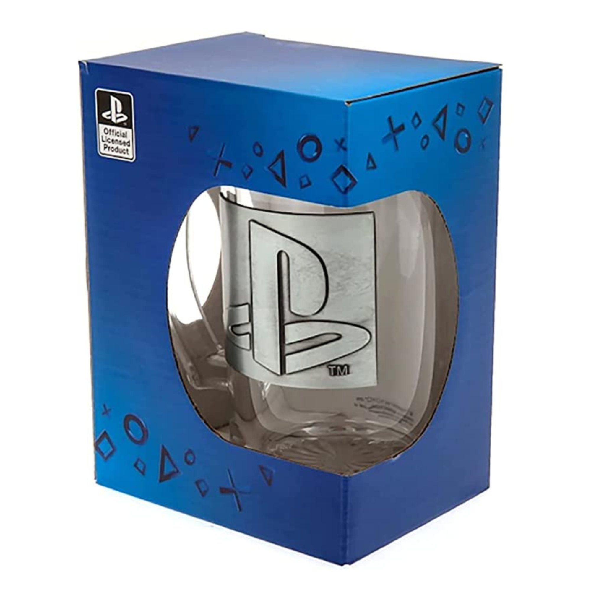 4 x Officially Licensed Playstation 500ml Glass Beer Drink Stein with Metal Logo Badge in Gift Box - Toptoys2u