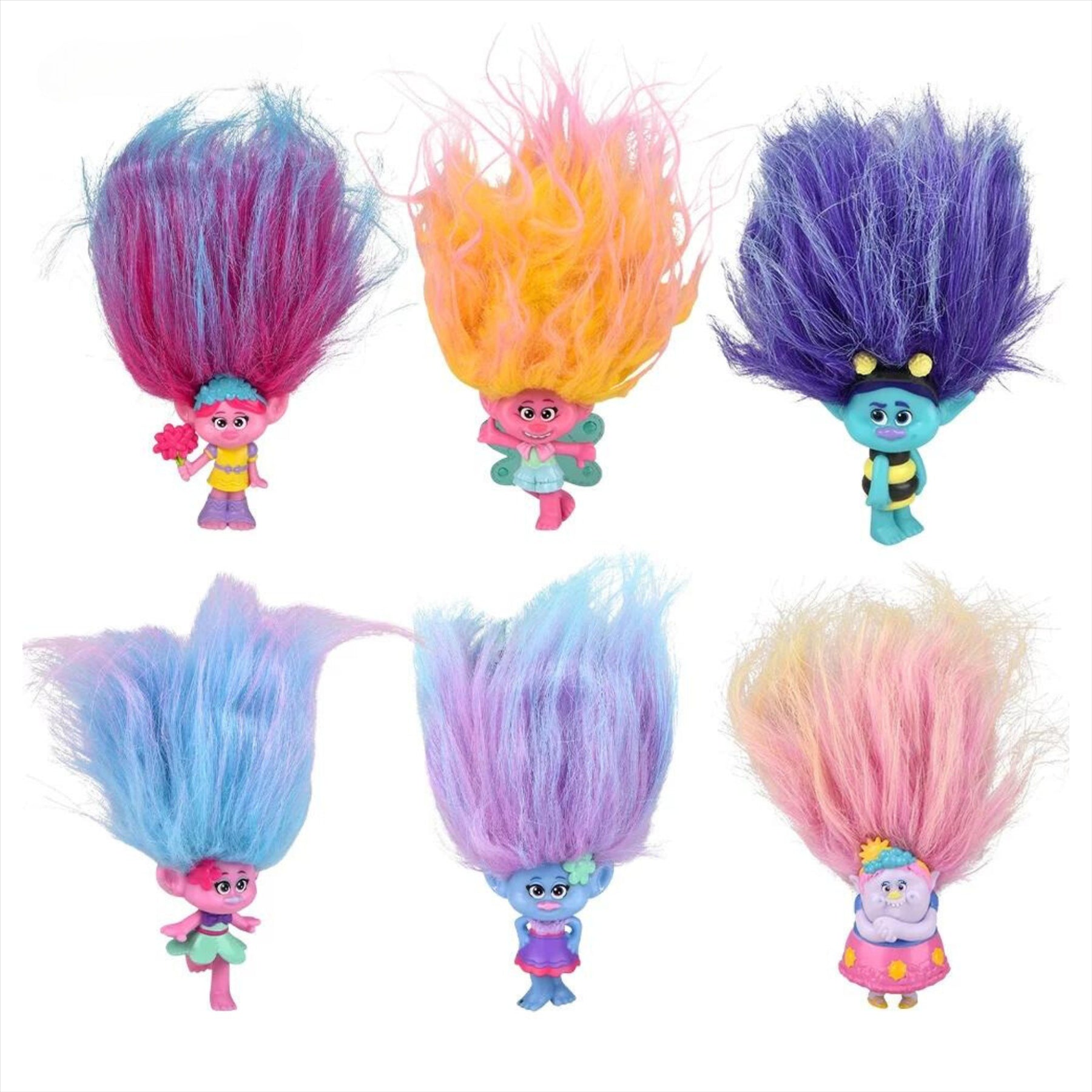 Trolls World Tour Super Soft Fuzzbert 28cm Plush Toy with Poppy 9cm Figure and Series 2 Keyclip Figure Blind Box - Toptoys2u