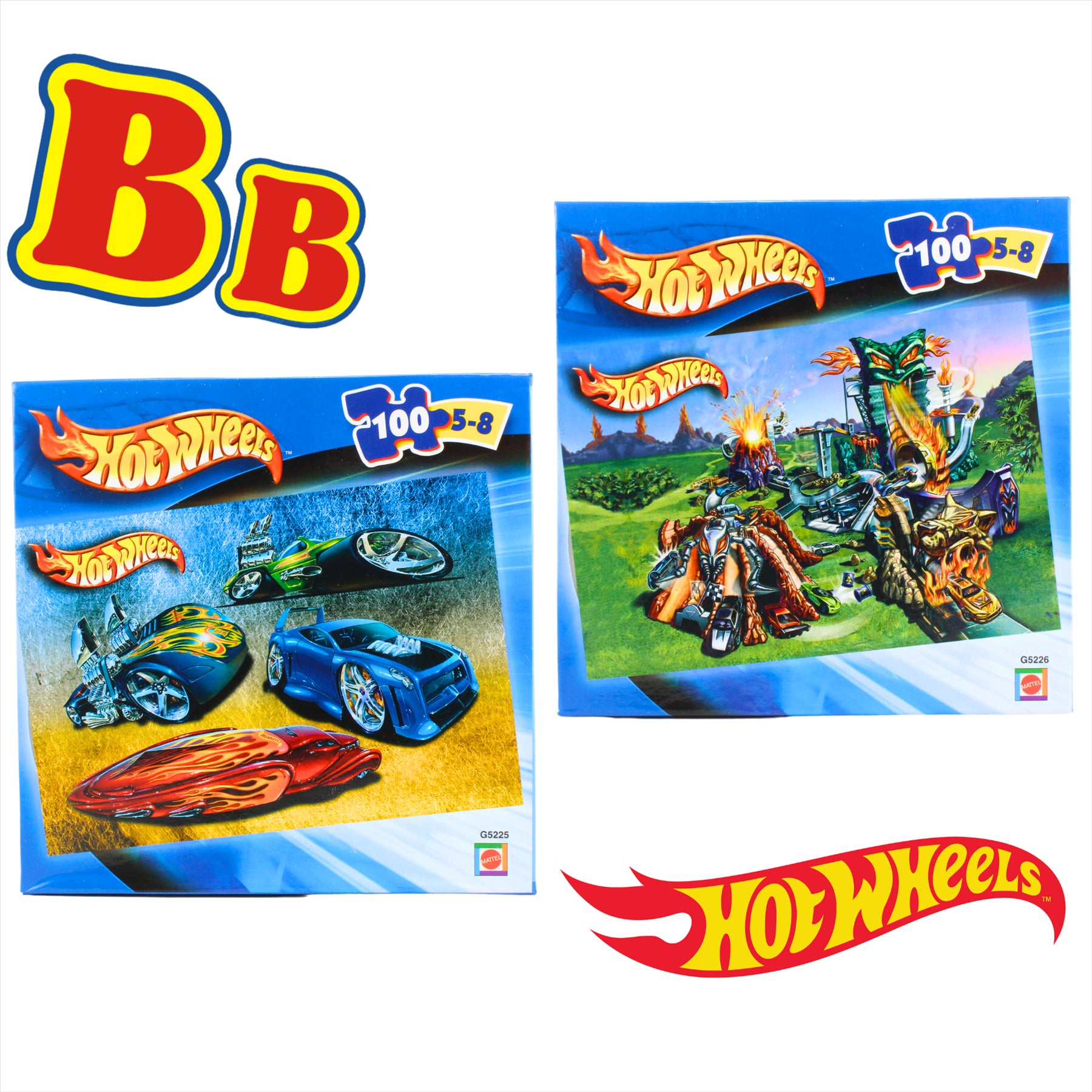 Hot Wheels 100 Piece Kids 42x29cm Car Jigsaw Puzzles G5225 and G5226 - Twin Pack - Toptoys2u