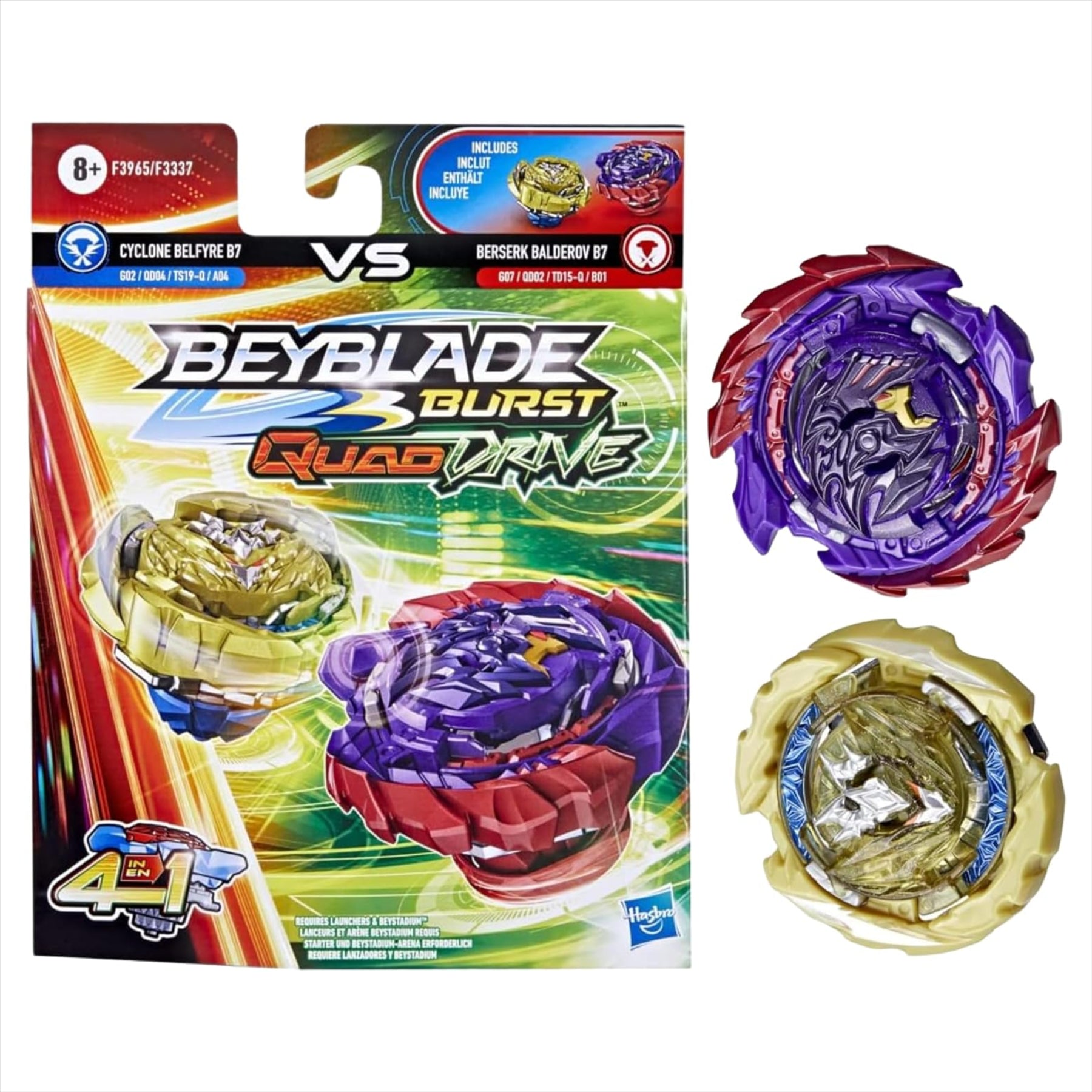 Beyblade Burst Quad Drive Bundle - Green Beystadium & 3 Twin Pack Quad Drive Beyblades - Toptoys2u