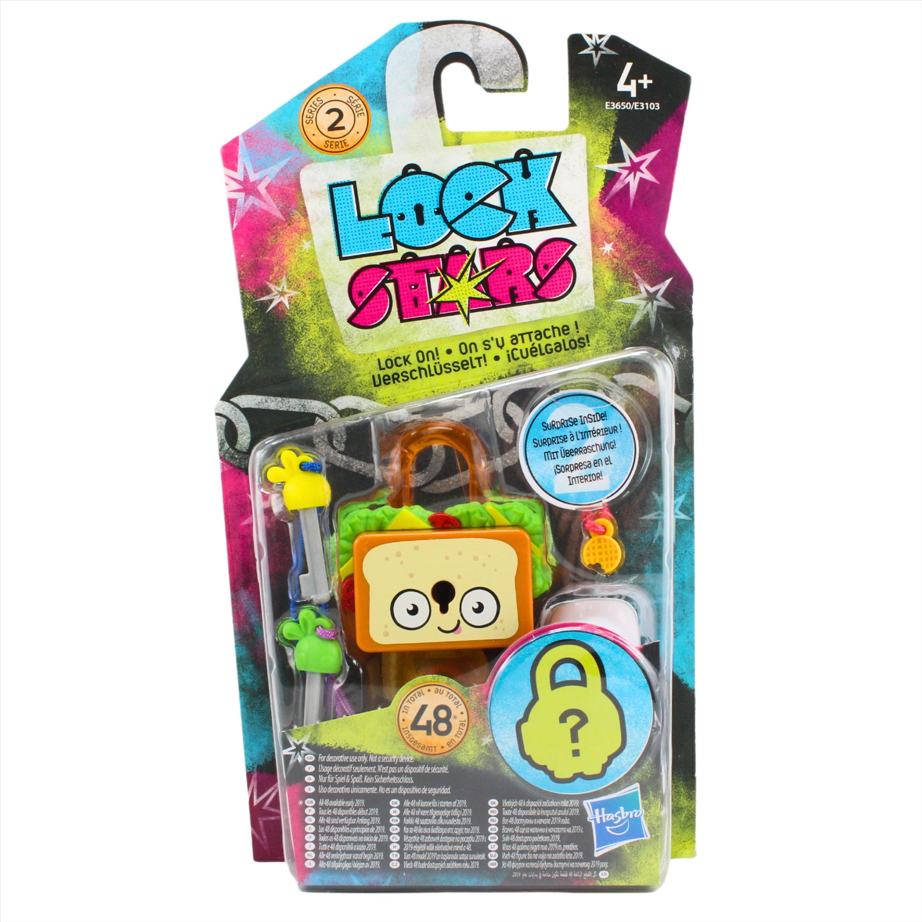 Lock Stars Series 2 Collectible Miniature 7cm Toy Figure Lock-On Clip with Accessories - Pack of 4, Set 1 - Sandwich, Vampire, Dog Wrestler, & Cavewoman - Toptoys2u