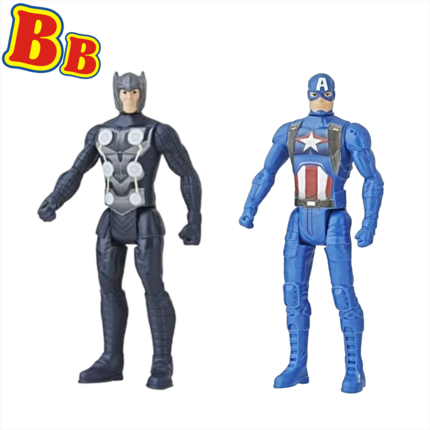 Marvel Avengers Articulated Action Figures - 3.75" 9.5cm Thor & Captain America Twin Pack - Toptoys2u