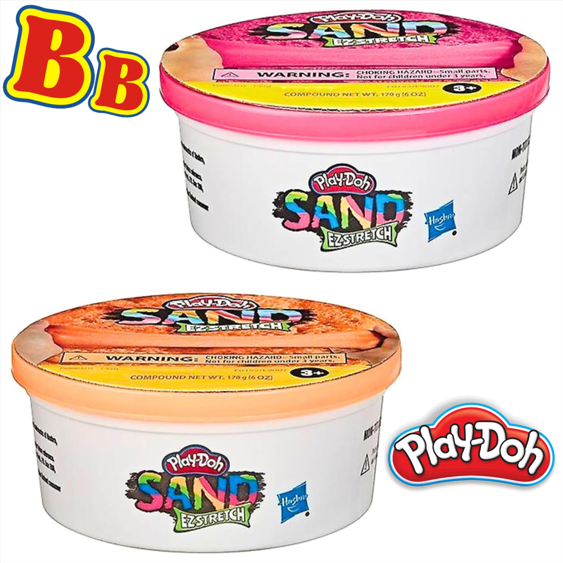 Play-Doh Sand EZ Stretch Pink & Orange 170g Per Pot - Twin Pack - Toptoys2u