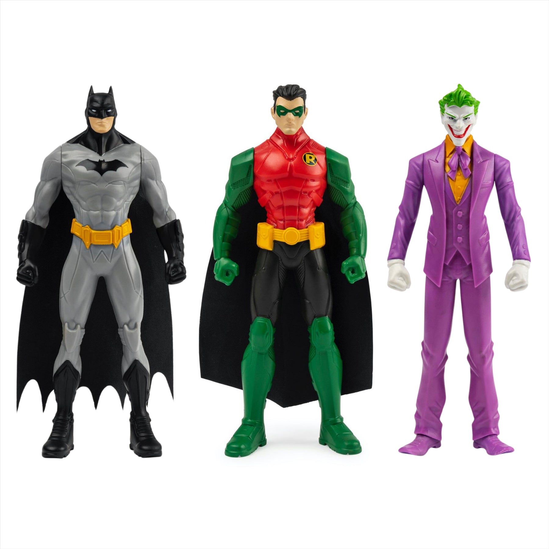 DC Comics Batman The Caped Crusader Batman, Robin, and Joker 15cm Collectible Toy Articulated Action Figures - Pack of 3 - Toptoys2u