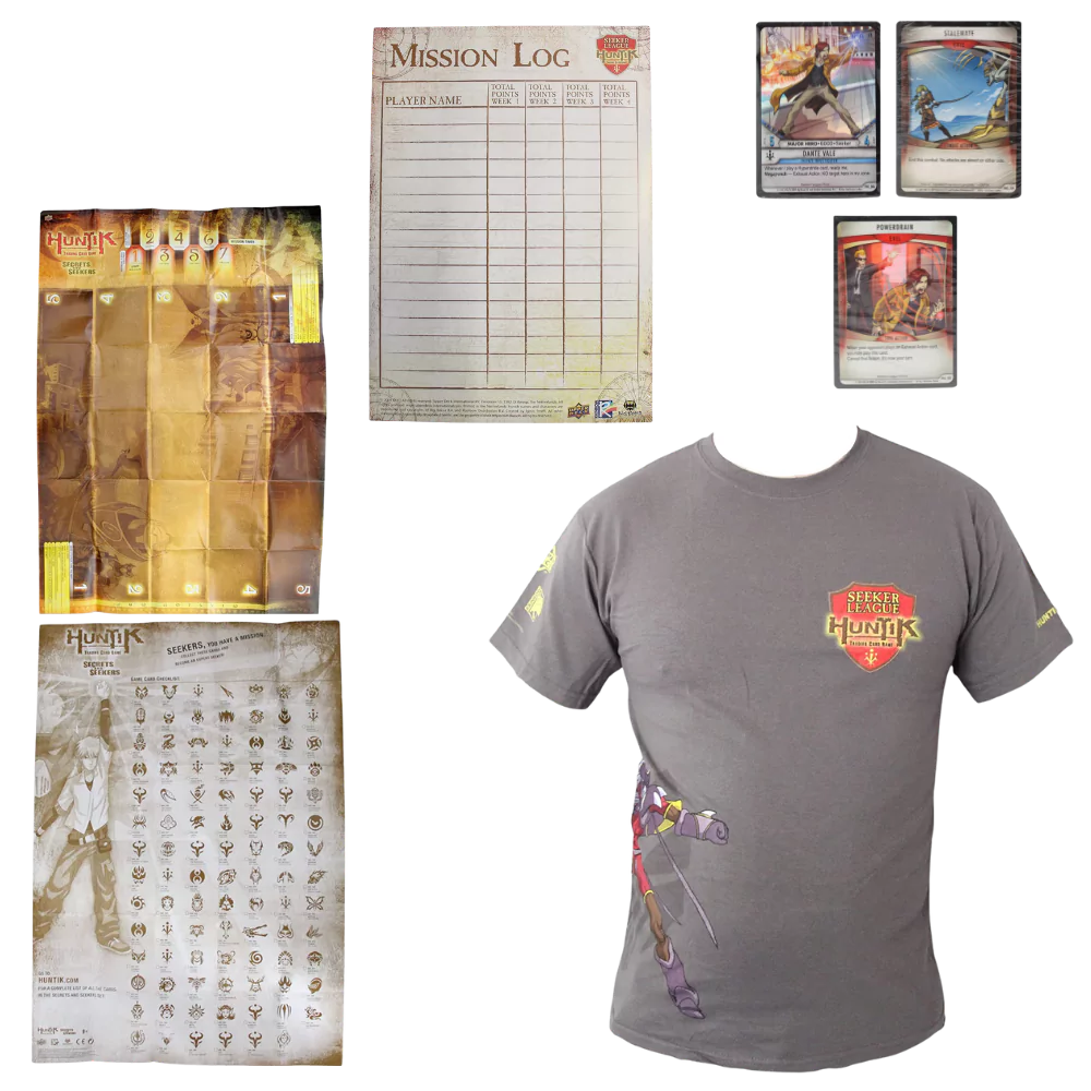 Huntik Secrets & Seekers - Seeker League Collection Box - 73 Cards, Playing Game Mat, Game Card Checklist, Mision Log & Seeker League Large T-Shirt - Toptoys2u